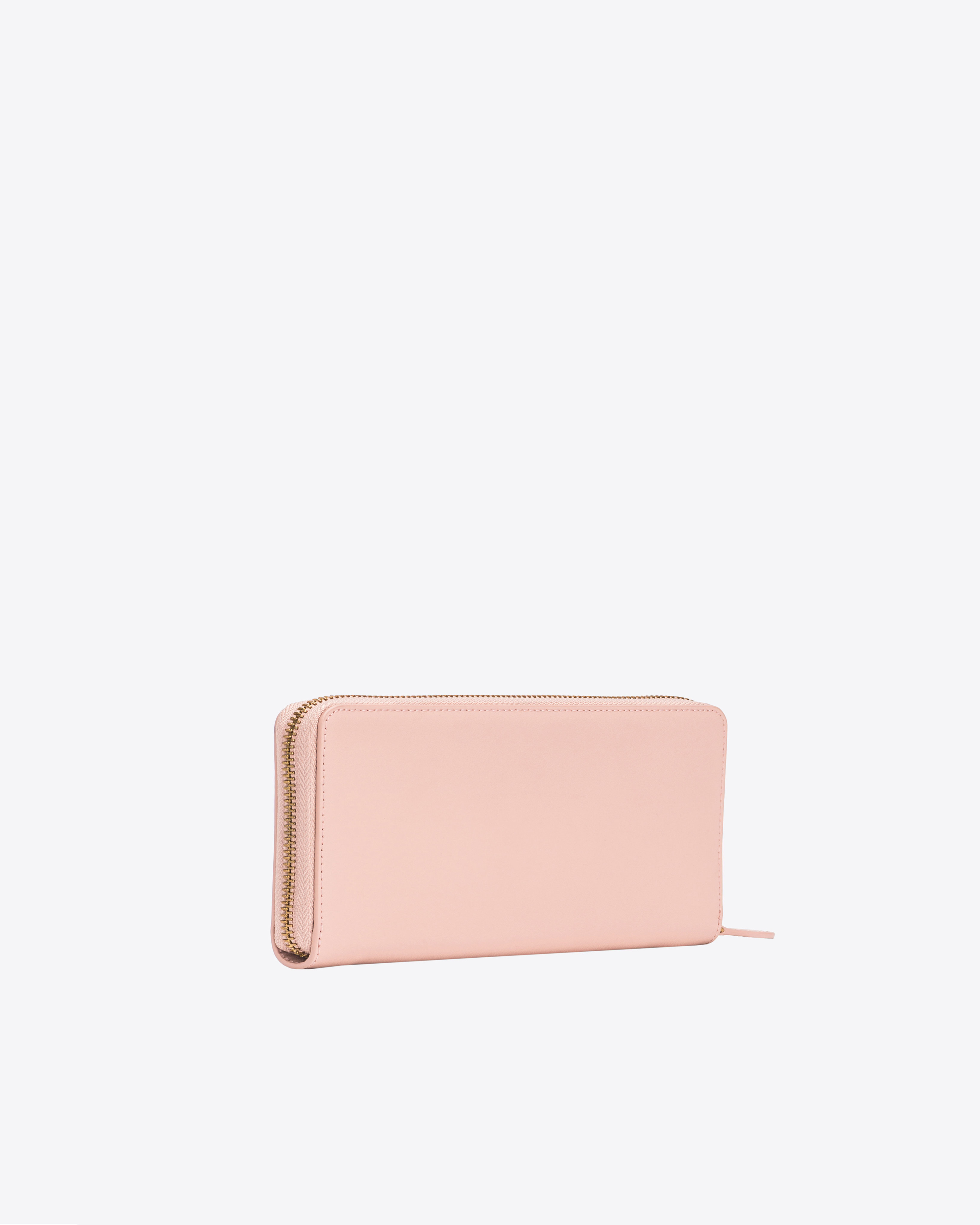 Shop Pinko Zip-around Leather Purse In Pink/dusty Pink-antique Gold