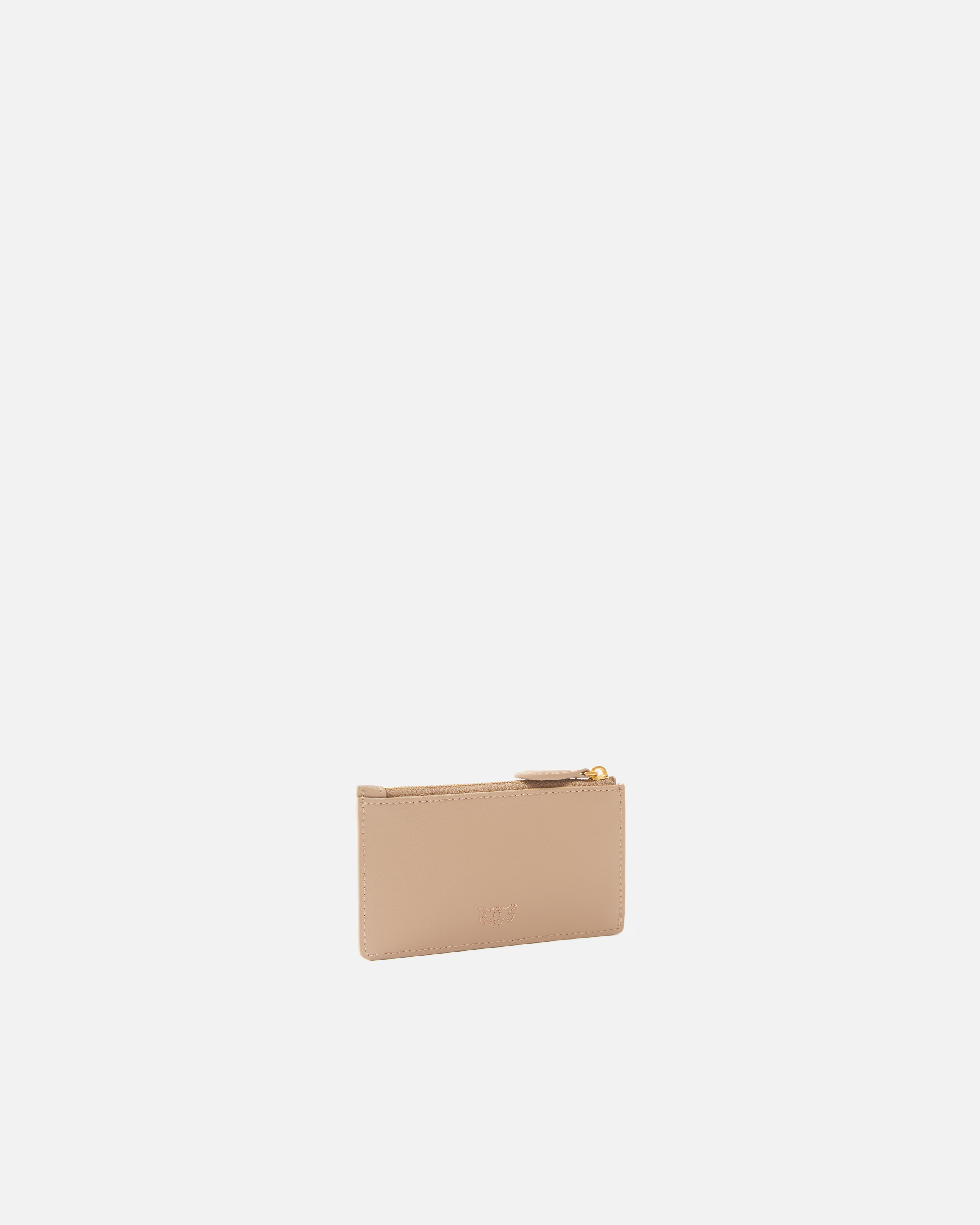 Pinko Zipped Card Holder In Biscotto Zenzero-antique Gold