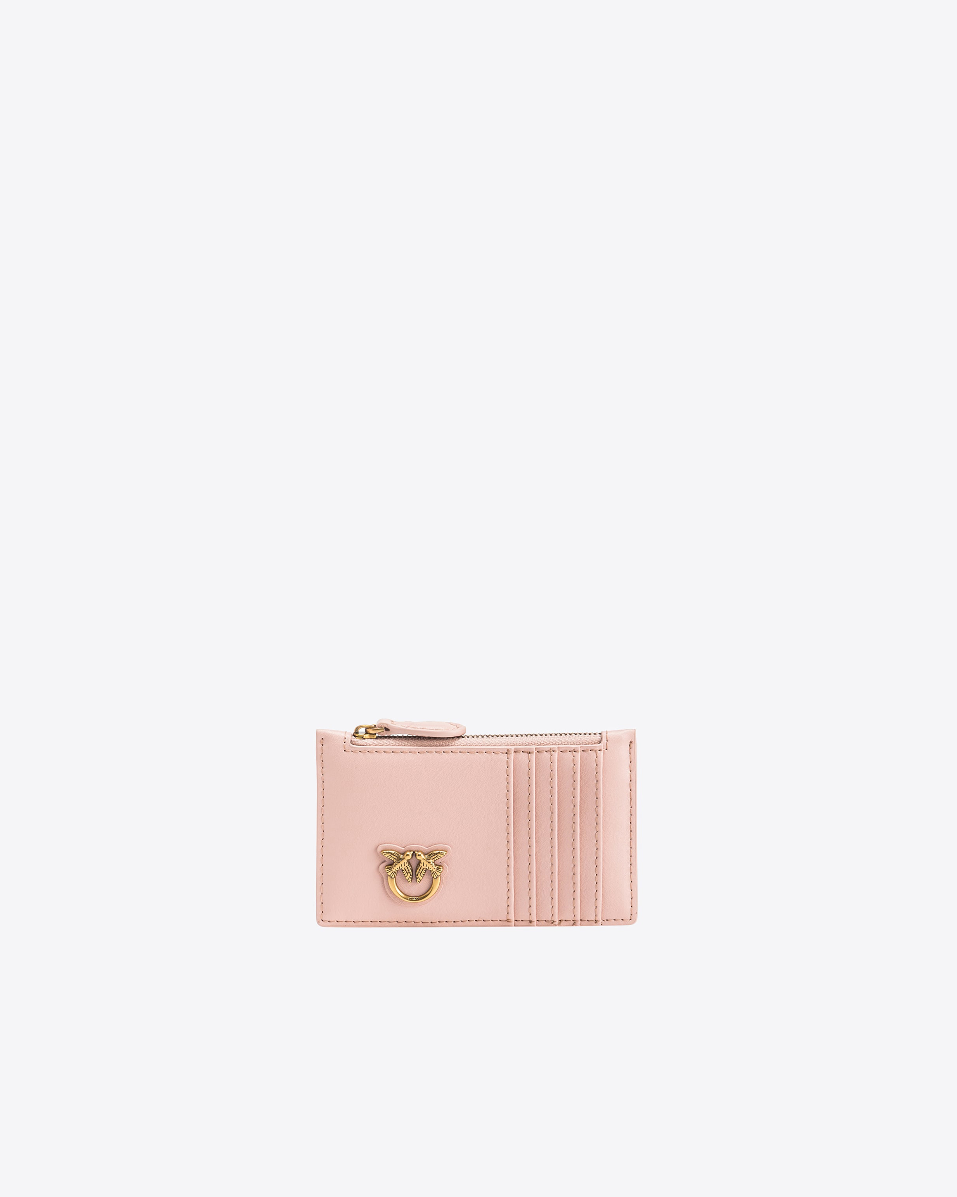 Pinko Zipped Card Holder In Pink/dusty Pink-antique Gold