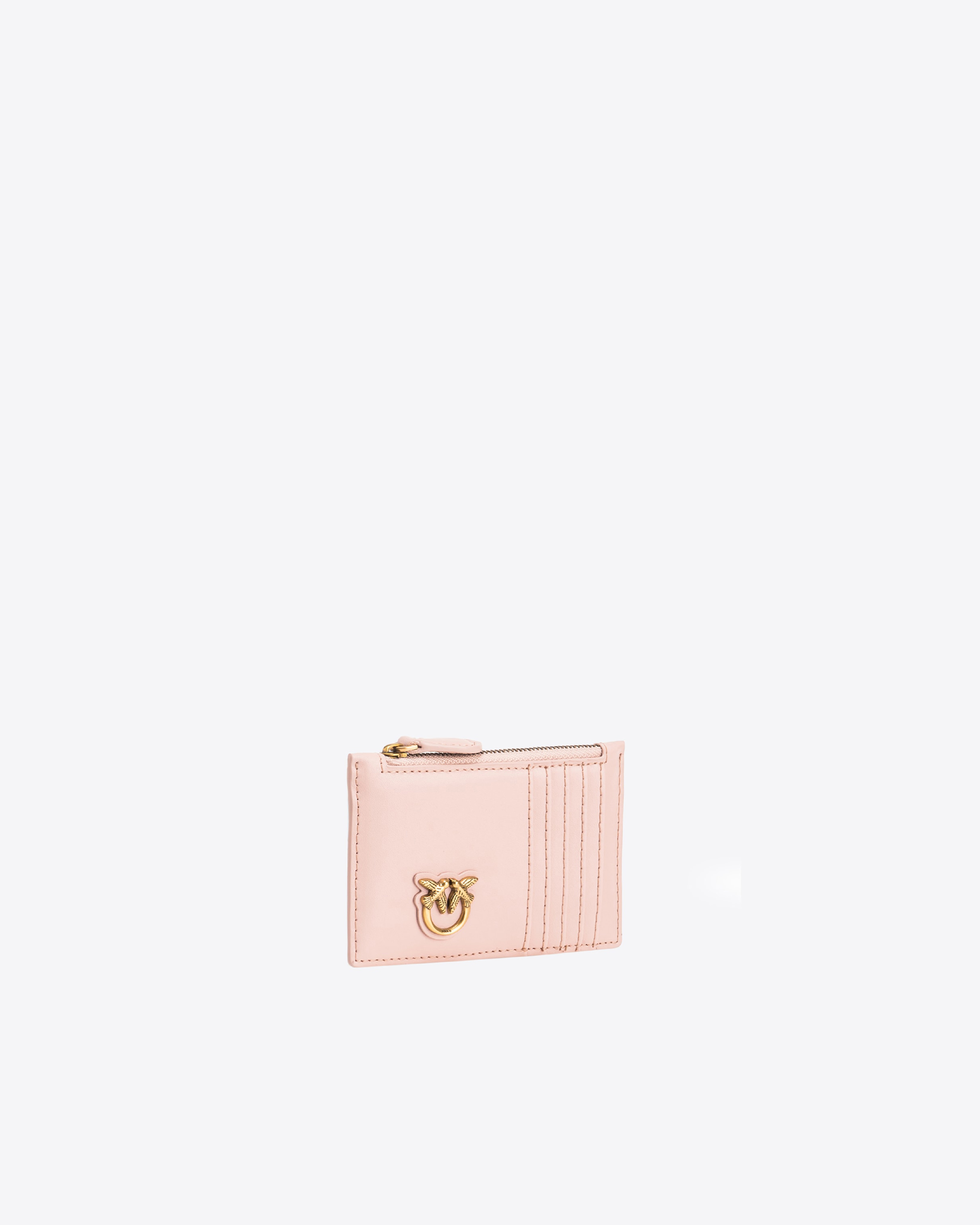Pinko Zipped Card Holder In Pink/dusty Pink-antique Gold
