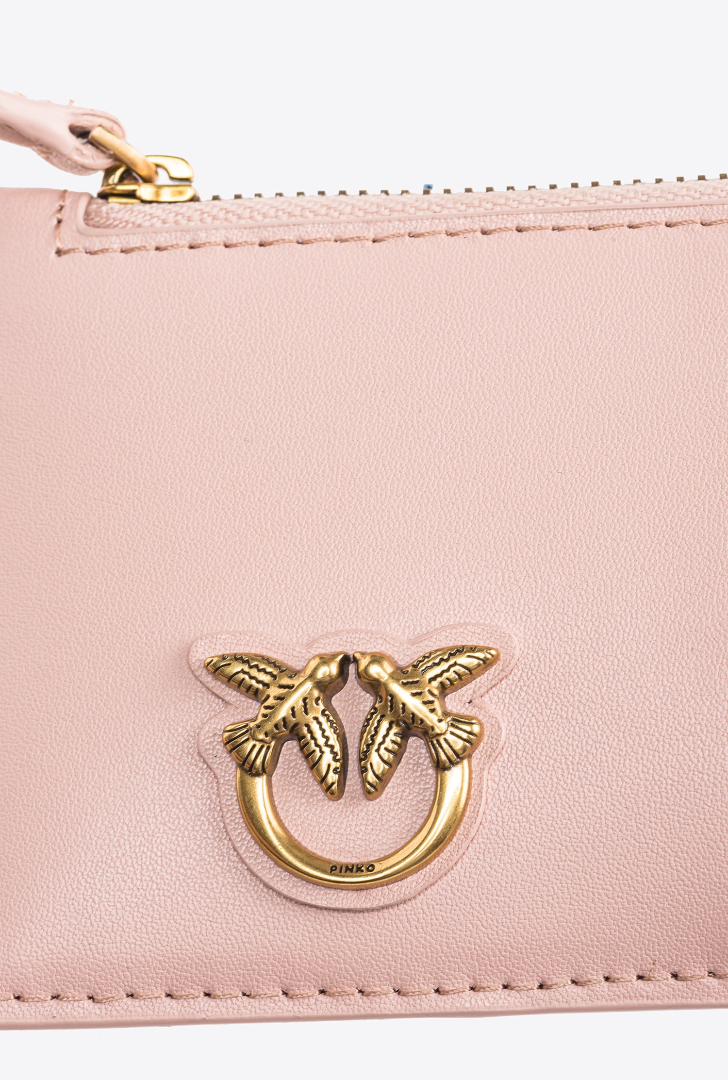 Pinko Zipped Card Holder In Pink/dusty Pink-antique Gold