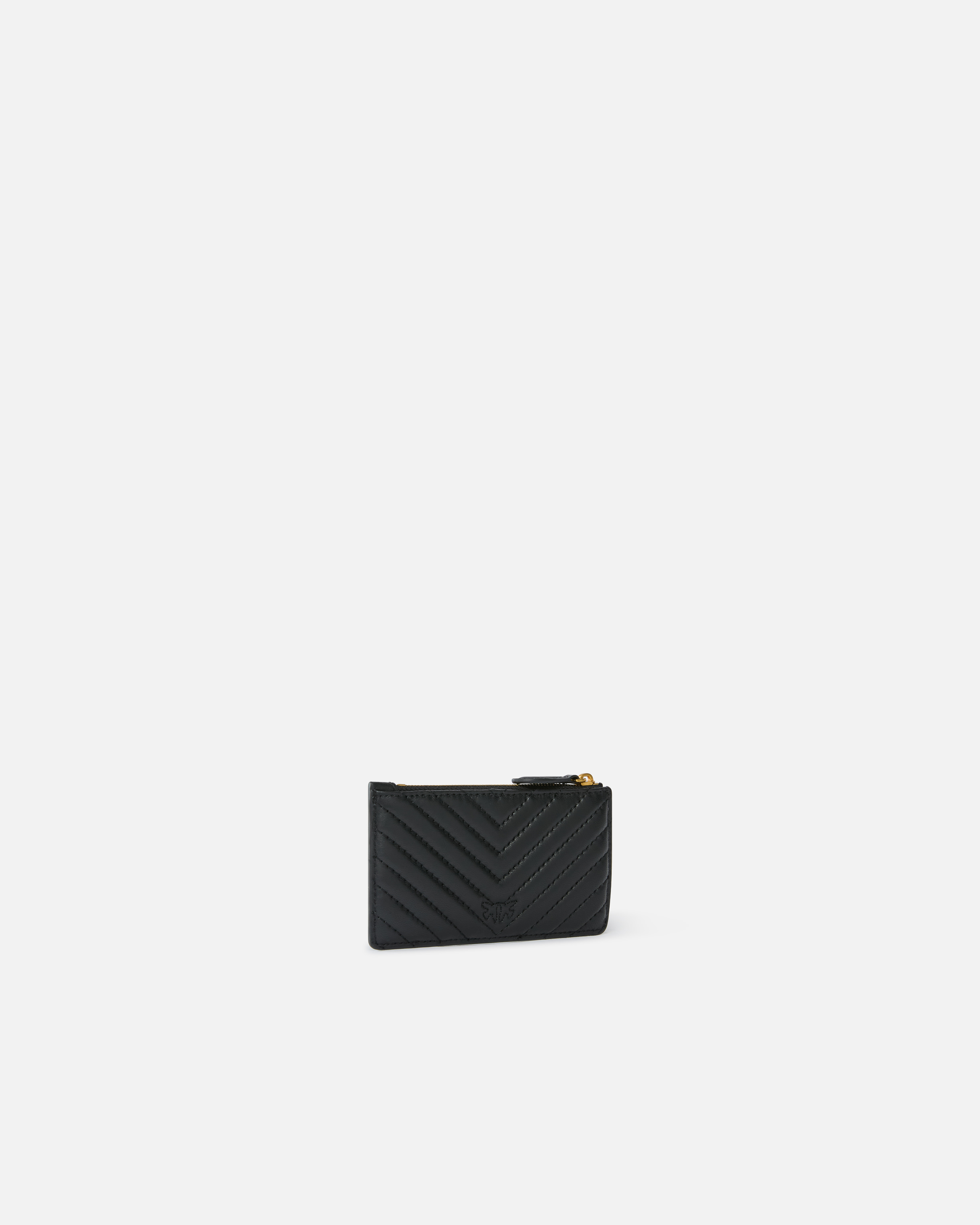 Pinko Porte-cartes Zippé À Motif En Chevrons In Black-antique Gold
