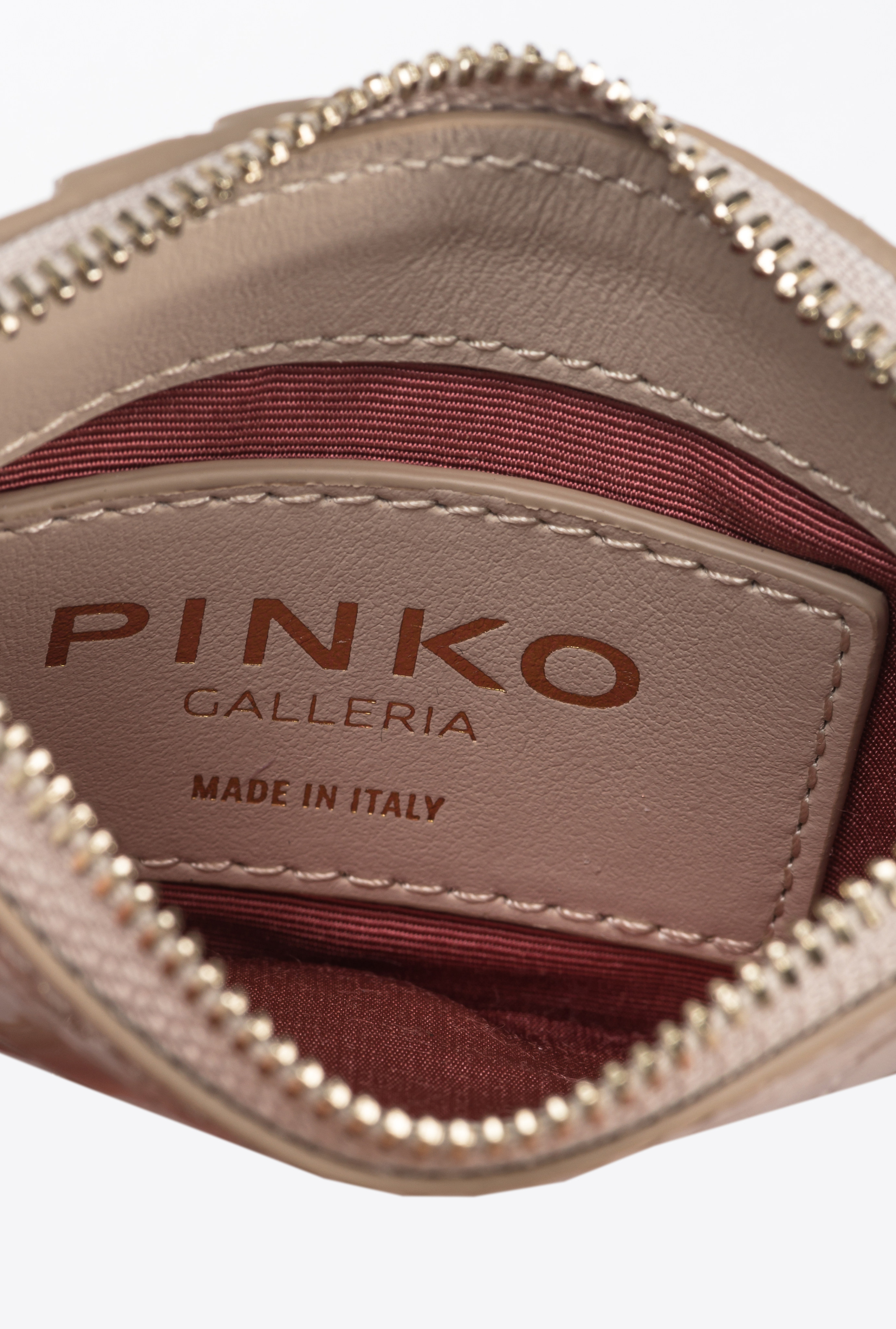 Shop Pinko Galleria Shiny Croc-print Card Holder In Sand-light Gold