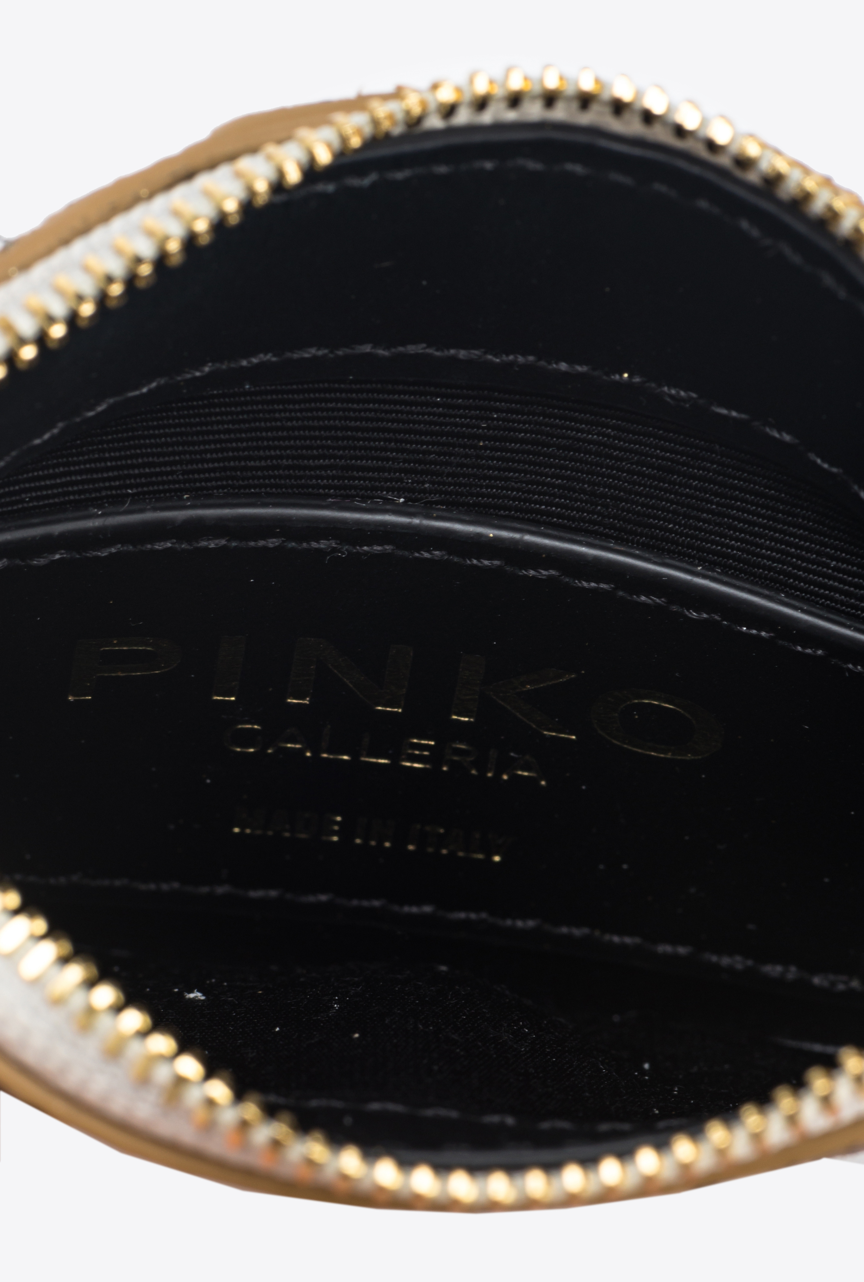 Pinko Galleria Card Holder In Laminated Reptile-print Leather In Gold/grey-gold