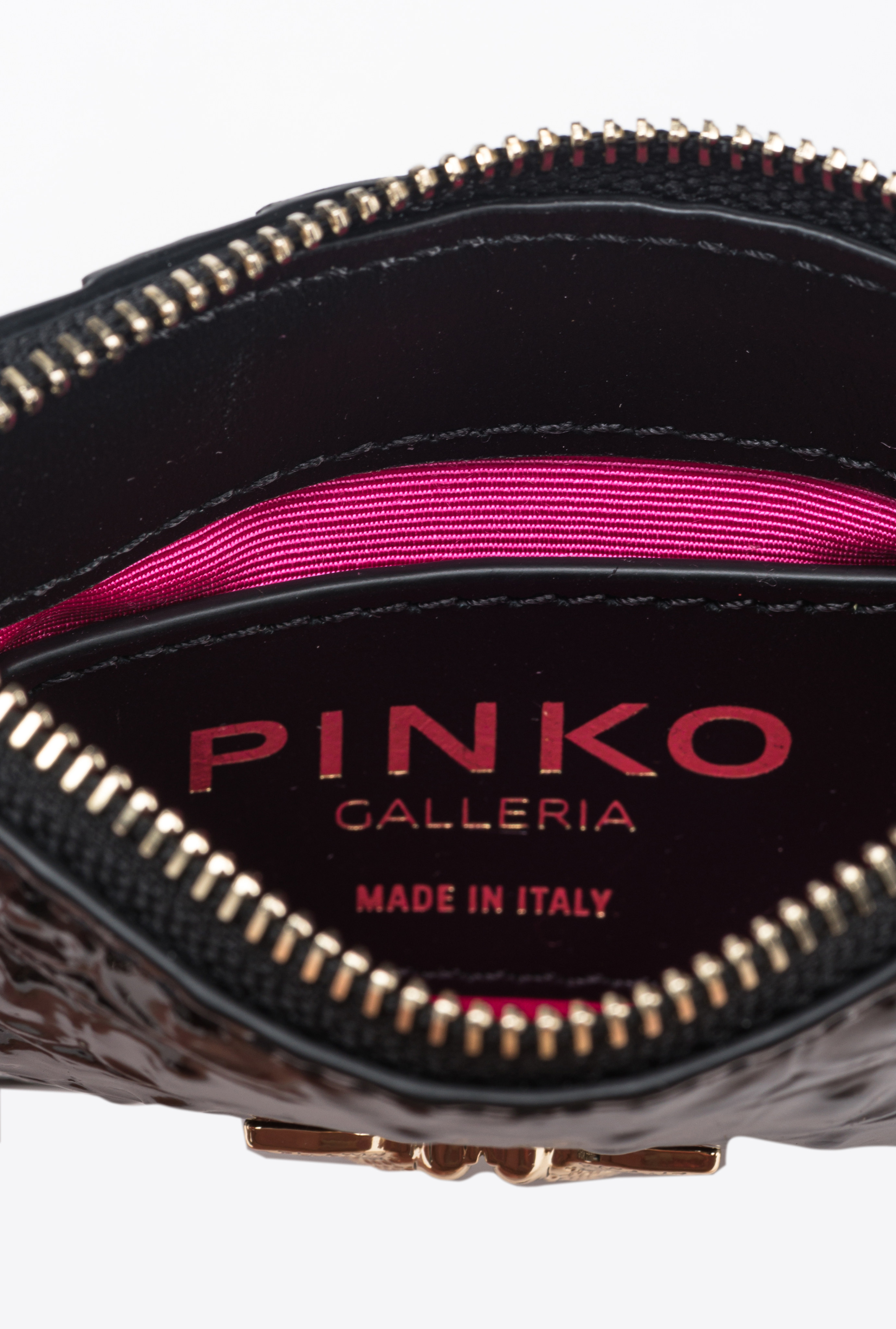 Shop Pinko Galleria Croc-print Card Holder In Black-light Gold