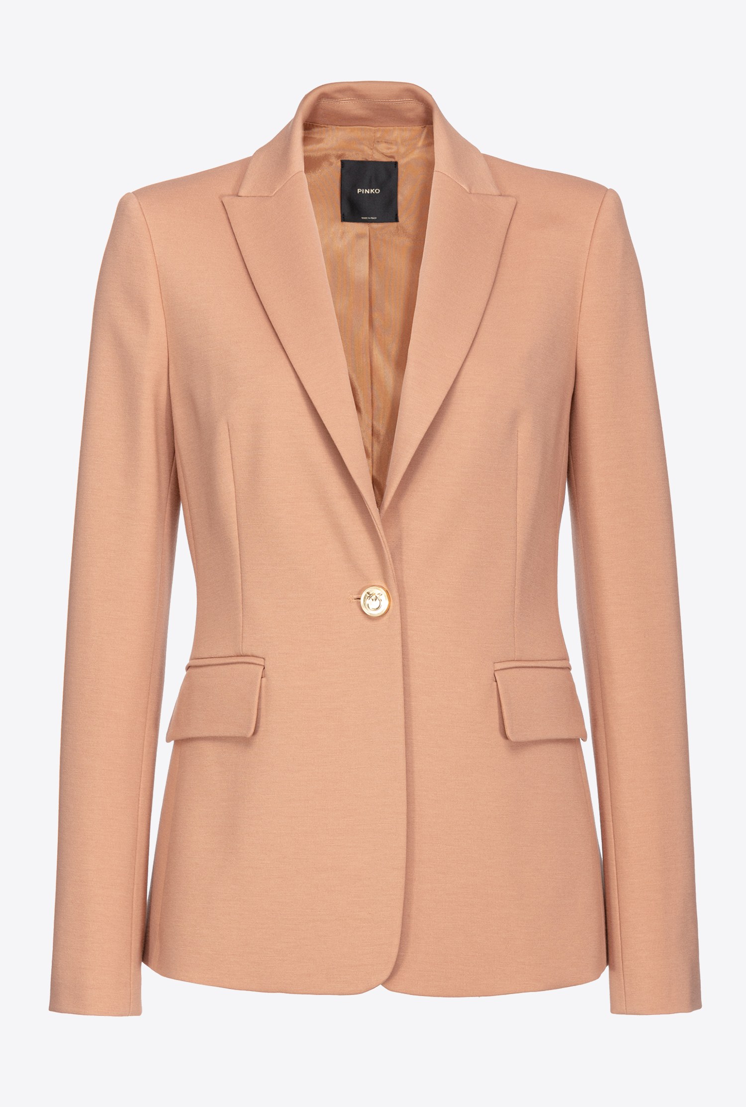 Pinko Signum Peak Lapel Blazer In Mousse De Moca