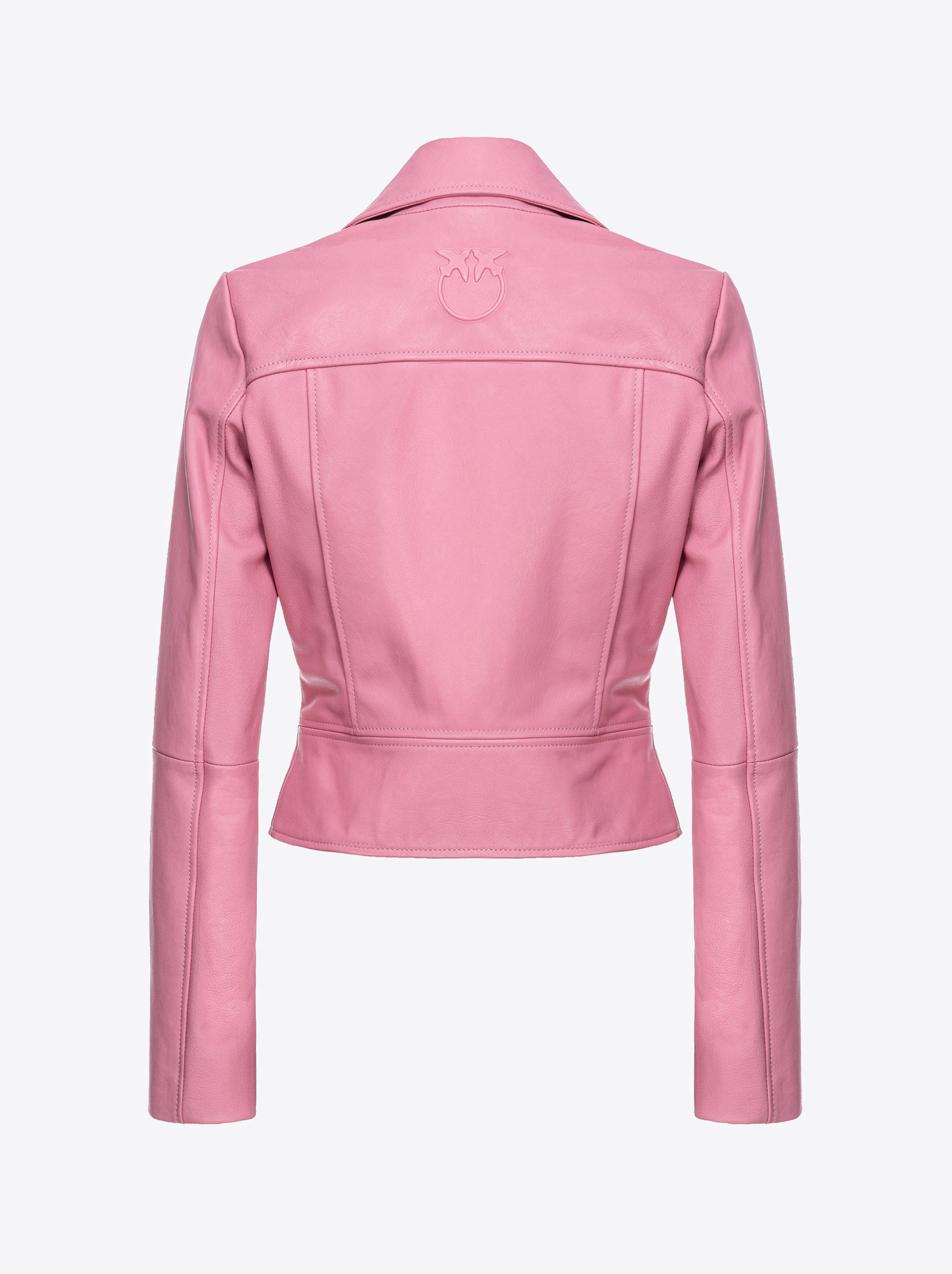 Shop Pinko Blouson De Motard En Cuir Nappa In Rose - Polignac