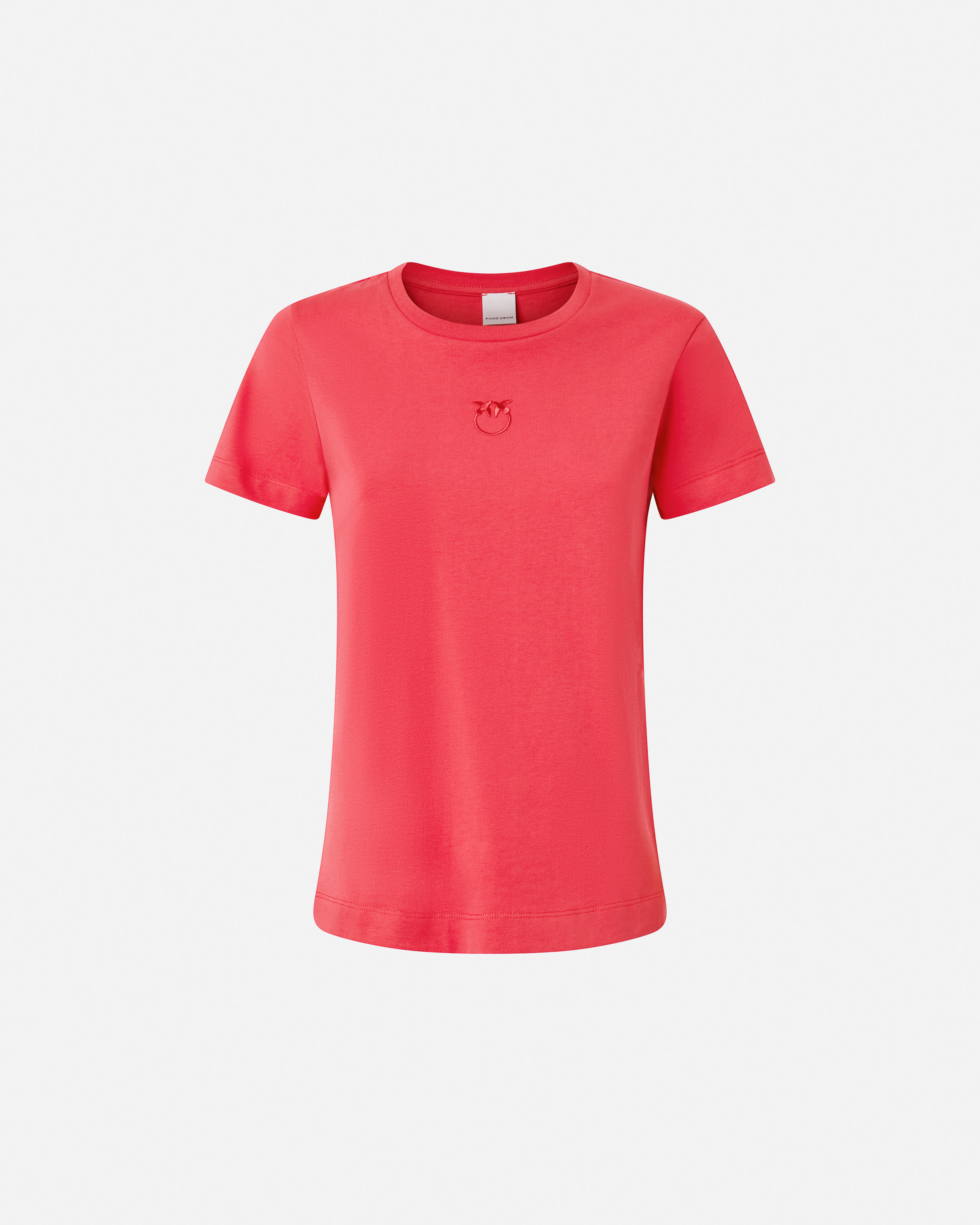 Pinko Love Birds-embroidered T-shirt In Red-tomato Sauce