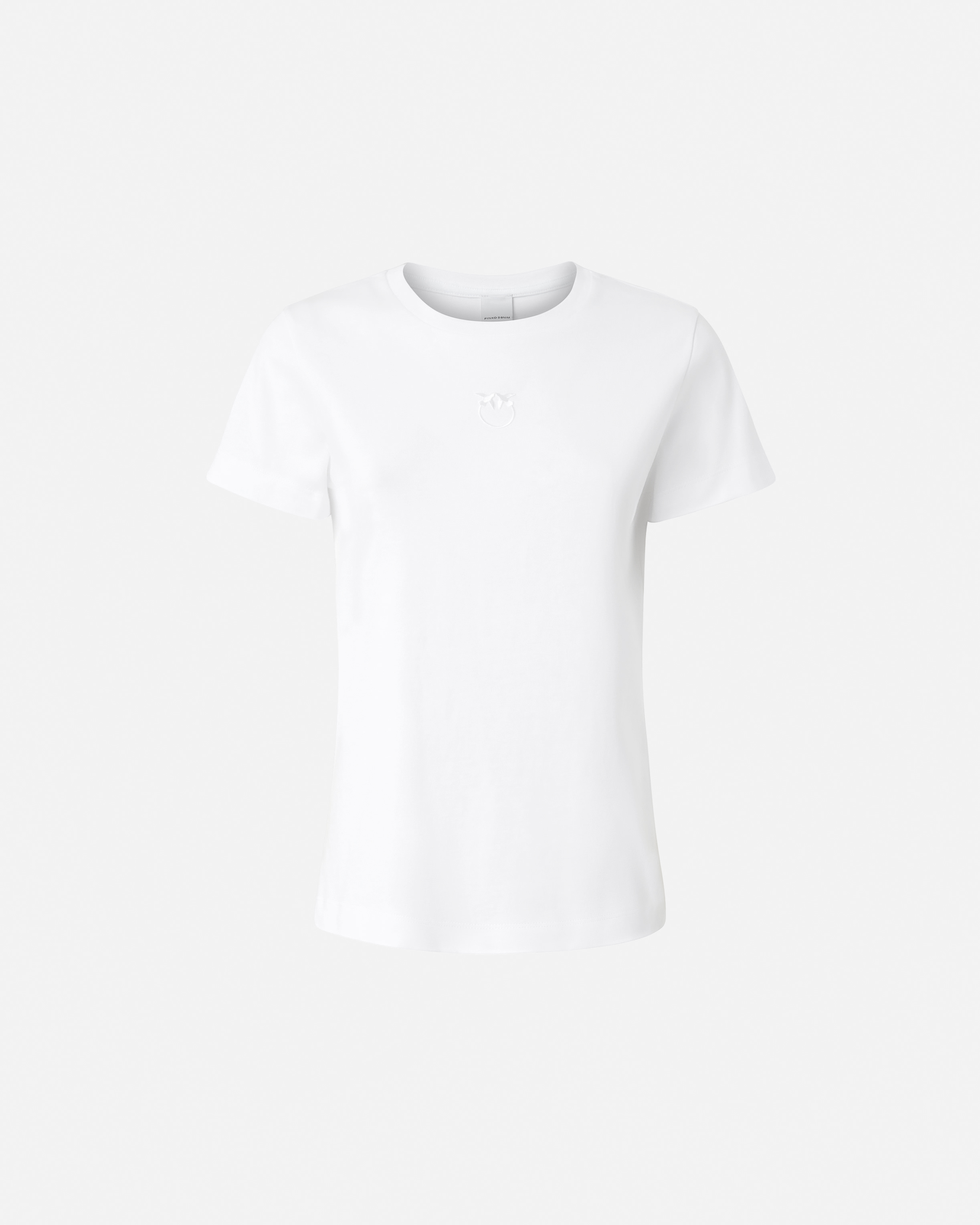 Pinko Short-sleeved T-shirt With Embroidered Logo In Bright White