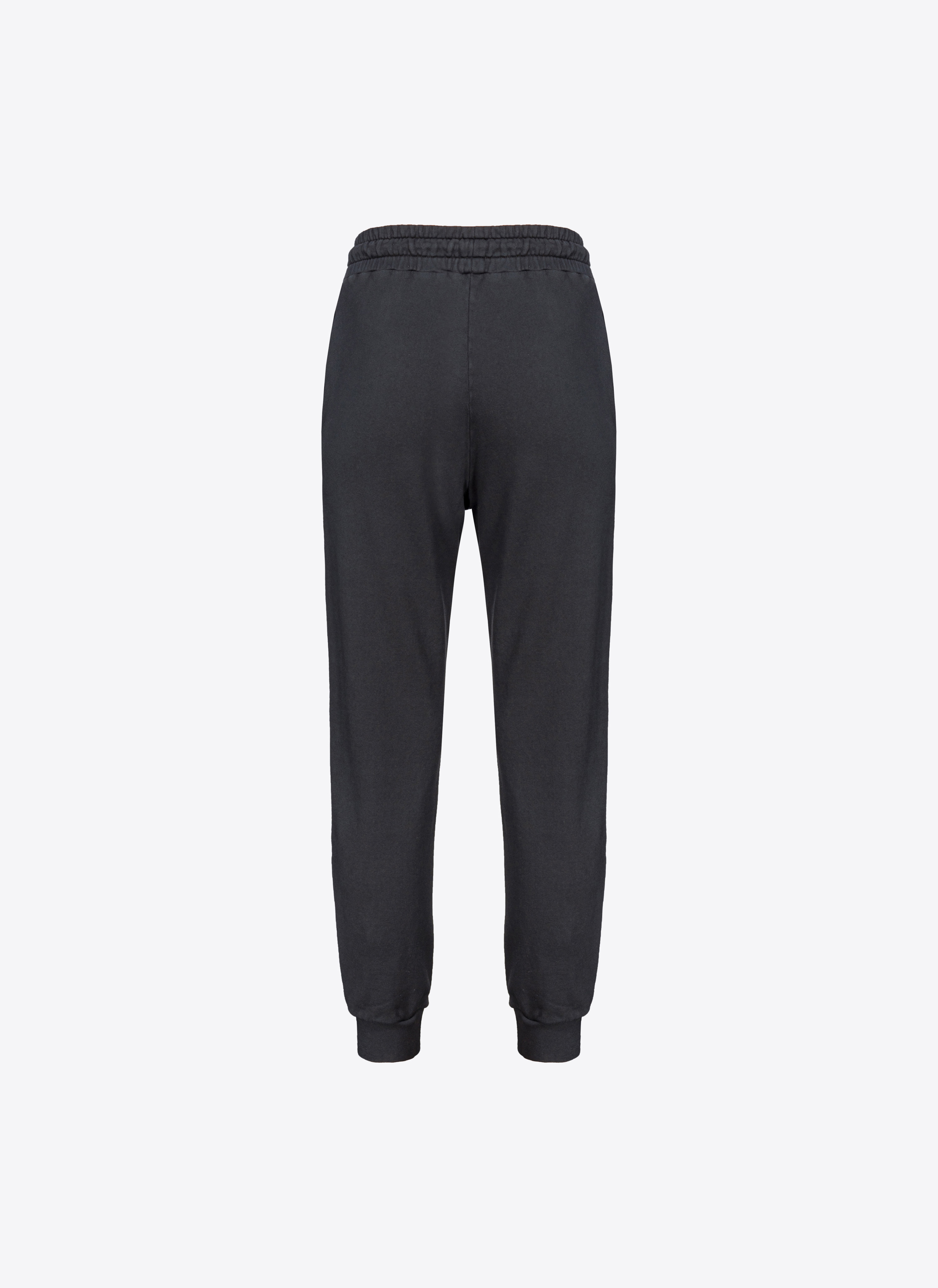 Shop Pinko Old-wash Joggers With Embroidery In Caviar Black