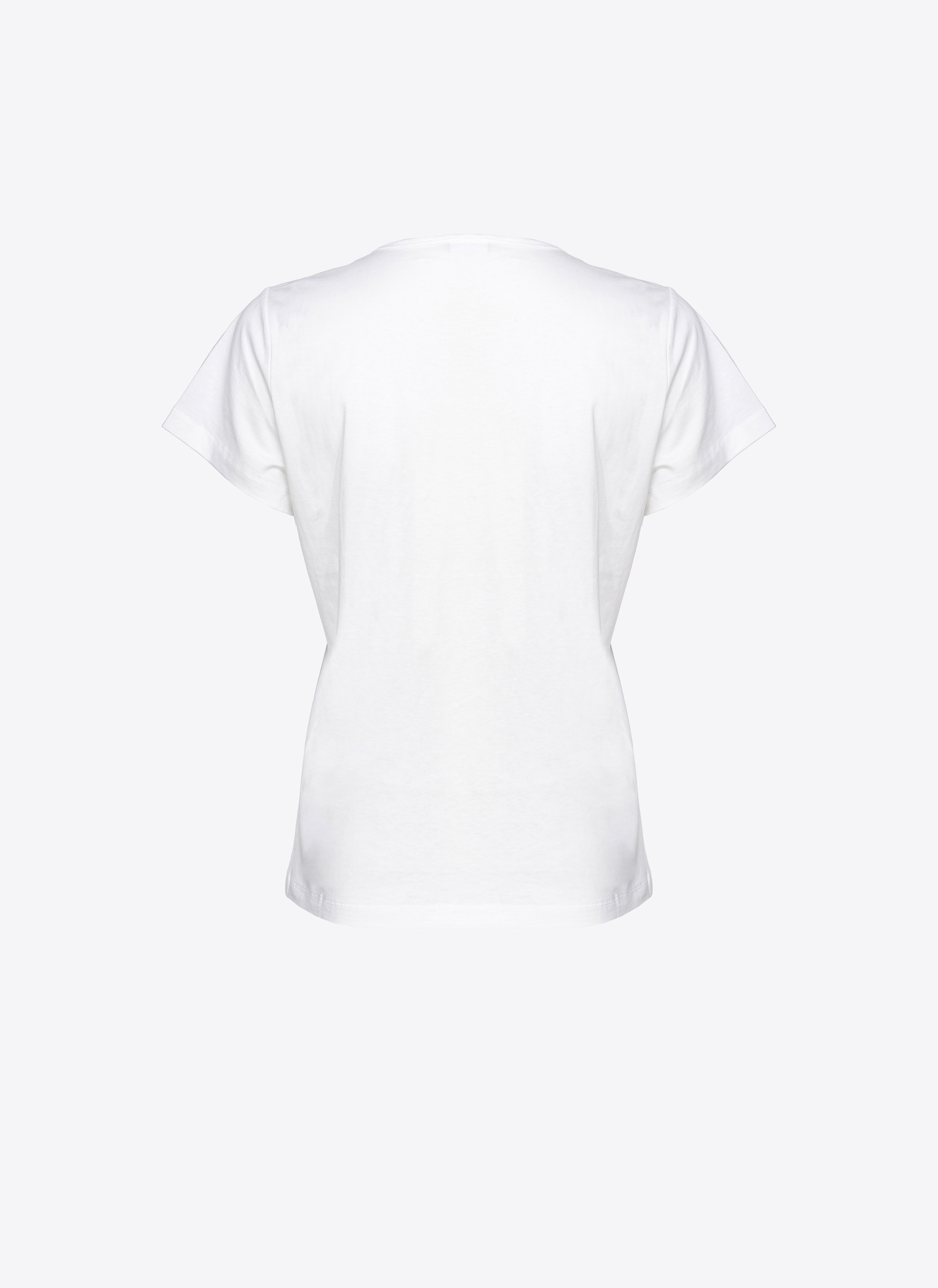 Shop Pinko T-shirt Col V À Logo Brillant In Blanc Nimbus