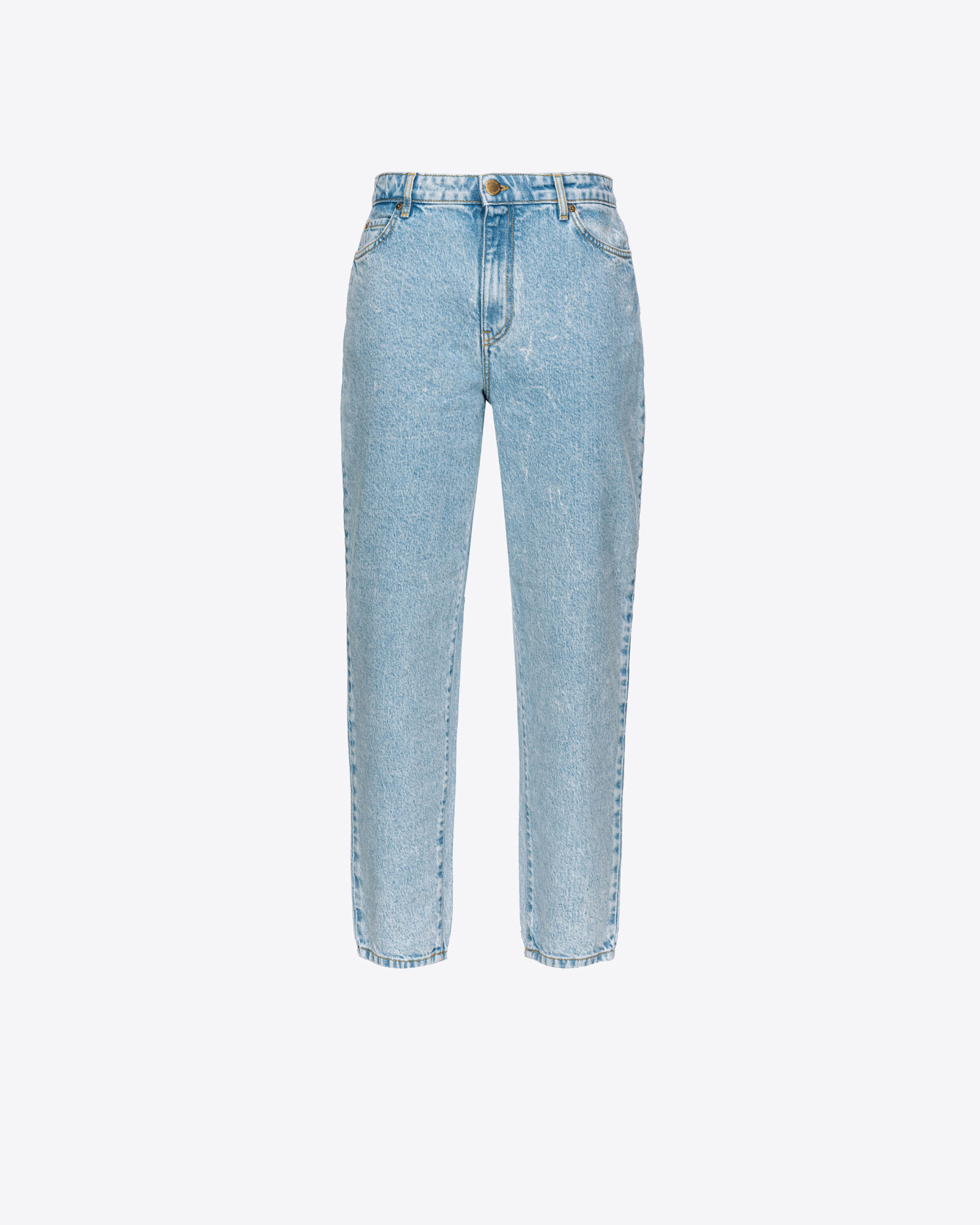 Pinko Mom-fit Jeans In Ocean Blue Denim In Délavage Marbré