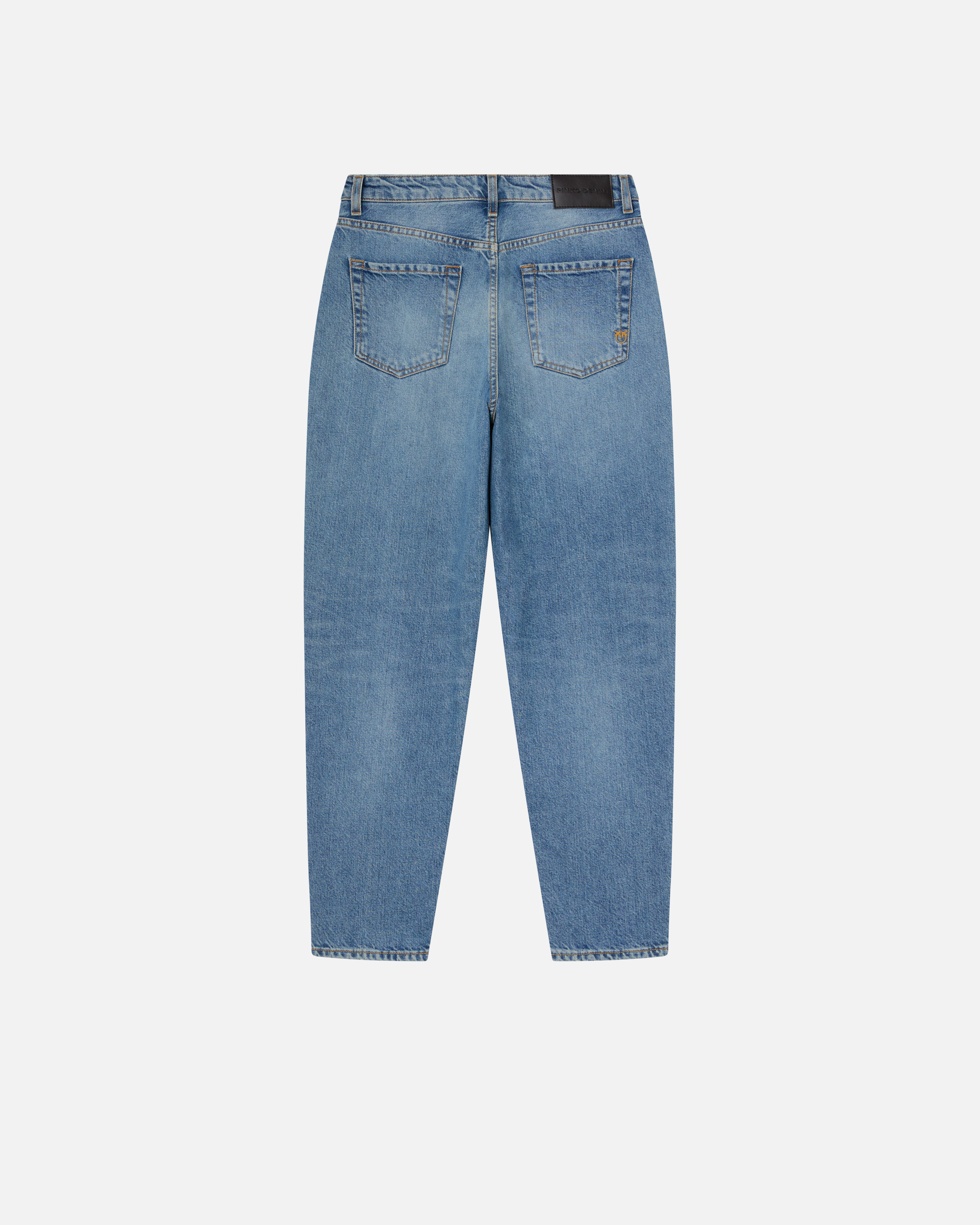 Pinko Mom-fit Jeans With Vintage Light Effect In Medium/light Vintage Wash