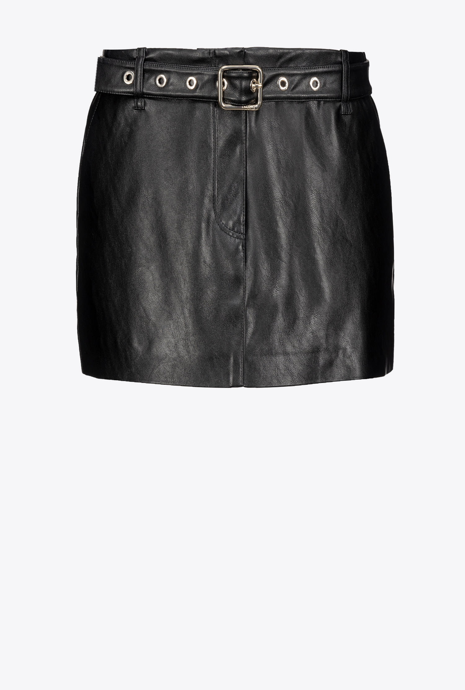 Belted mini skirt - Limo black