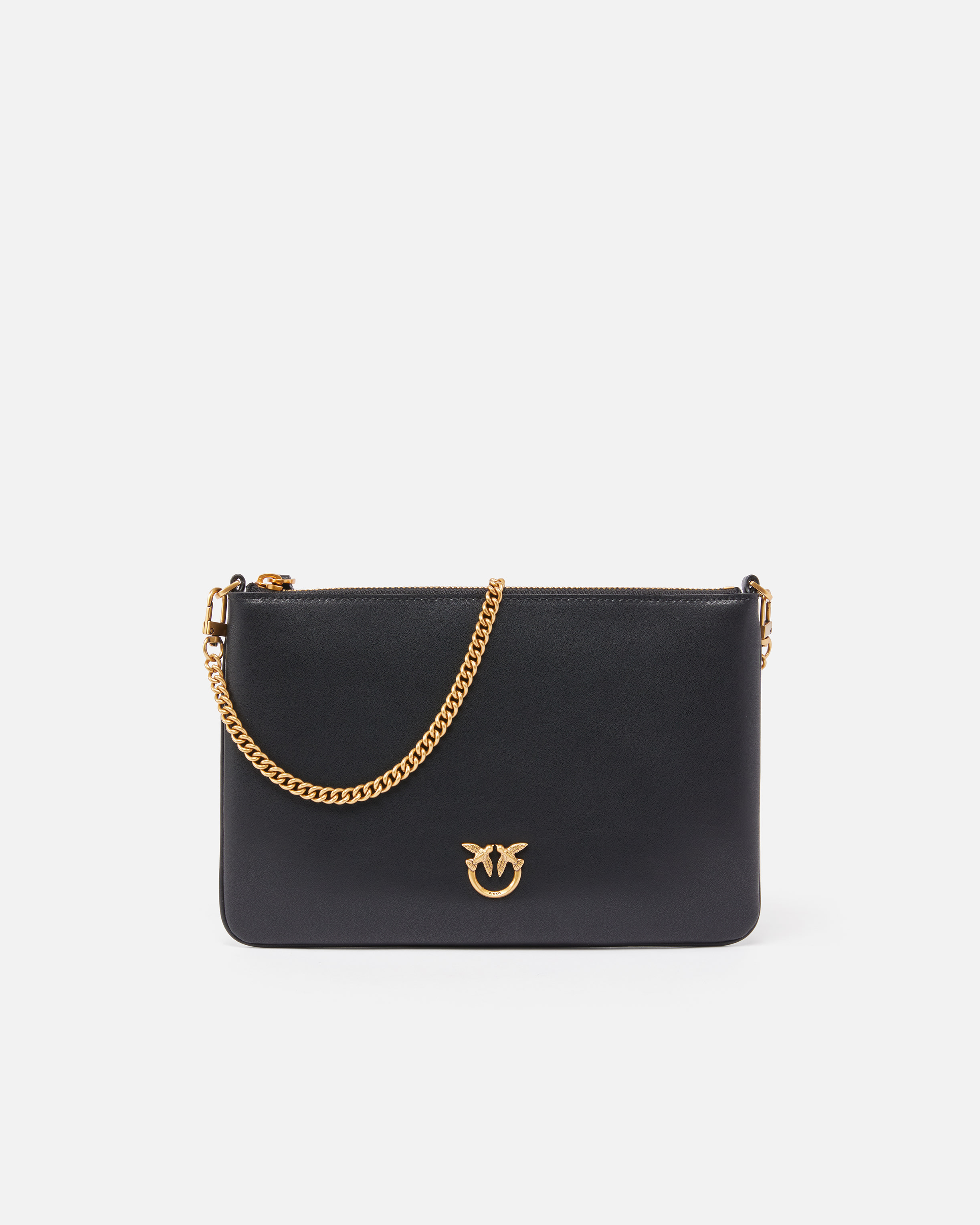 Shop Pinko Classic Flat Love Bag Simply In Black-antique Gold