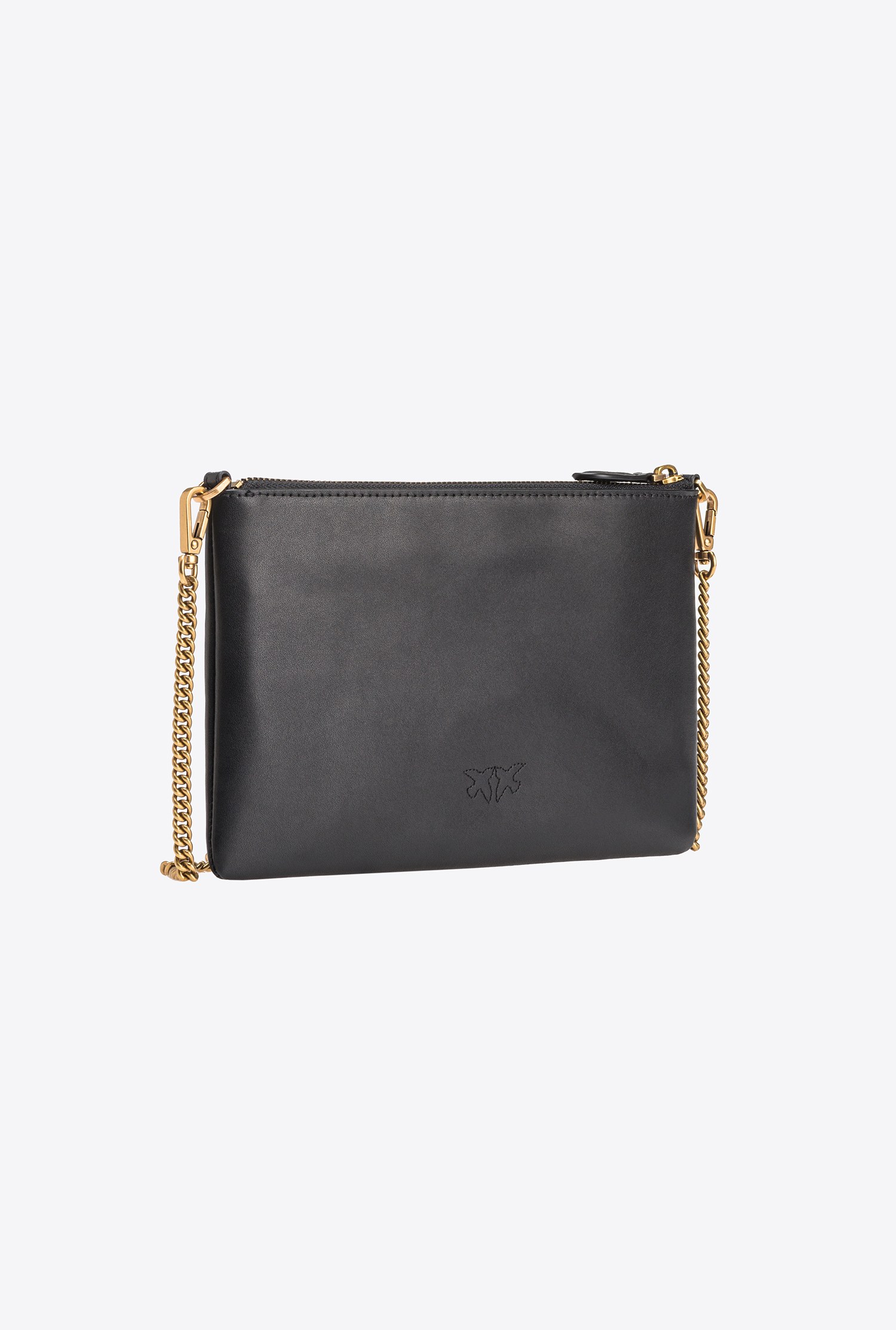 Shop Pinko Classic Flat Love Bag Simply In Black-antique Gold
