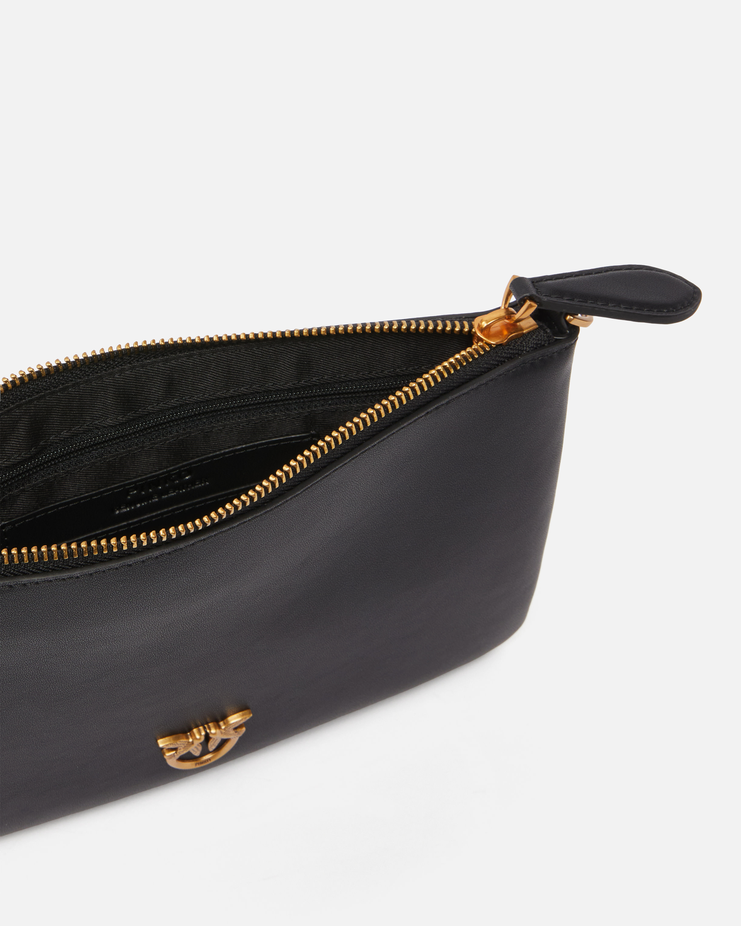 Shop Pinko Classic Flat Love Bag Simply In Black-antique Gold