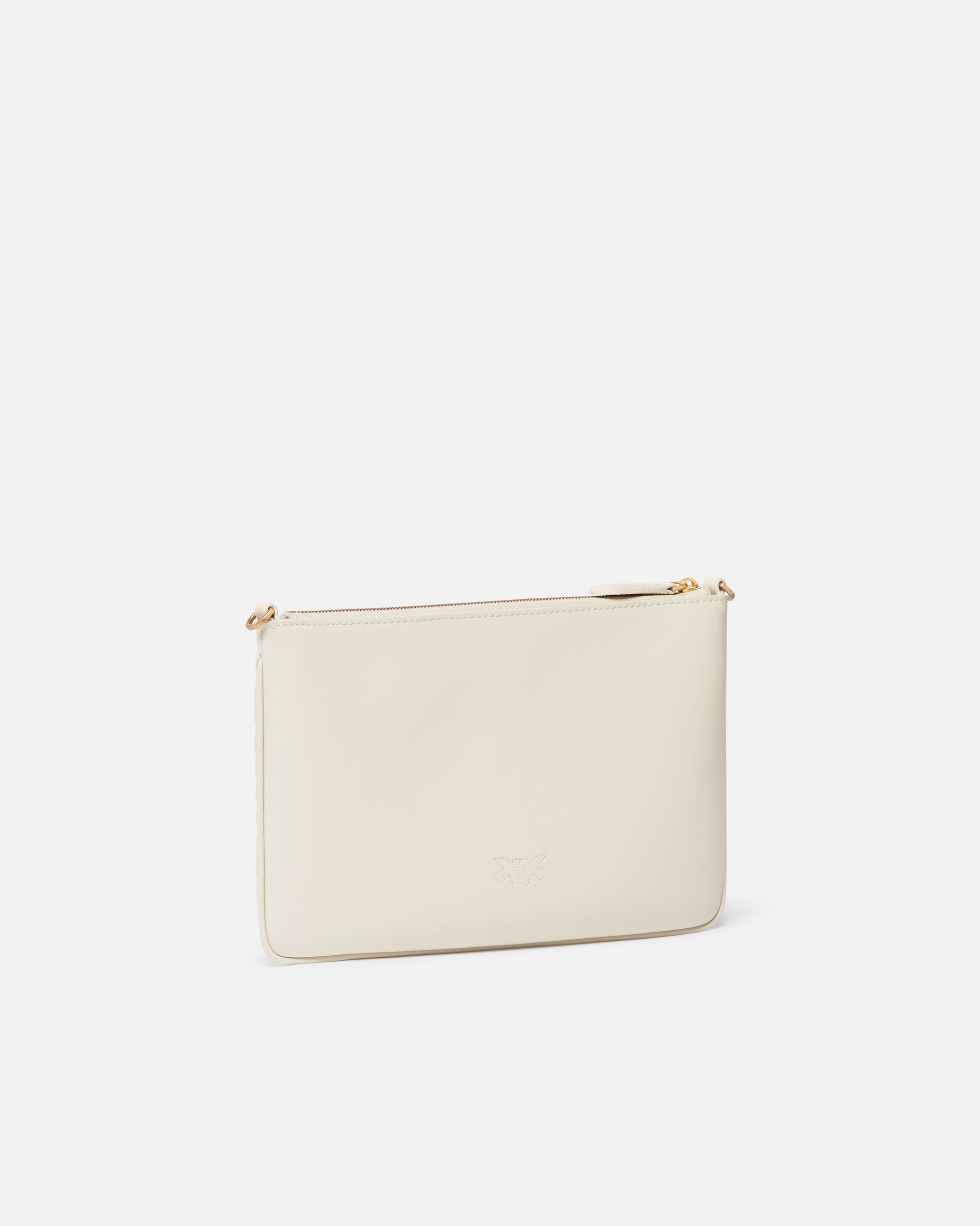 Pinko Small Quilted Nappa Leather Envelope Bag In White+white-antique Gold
