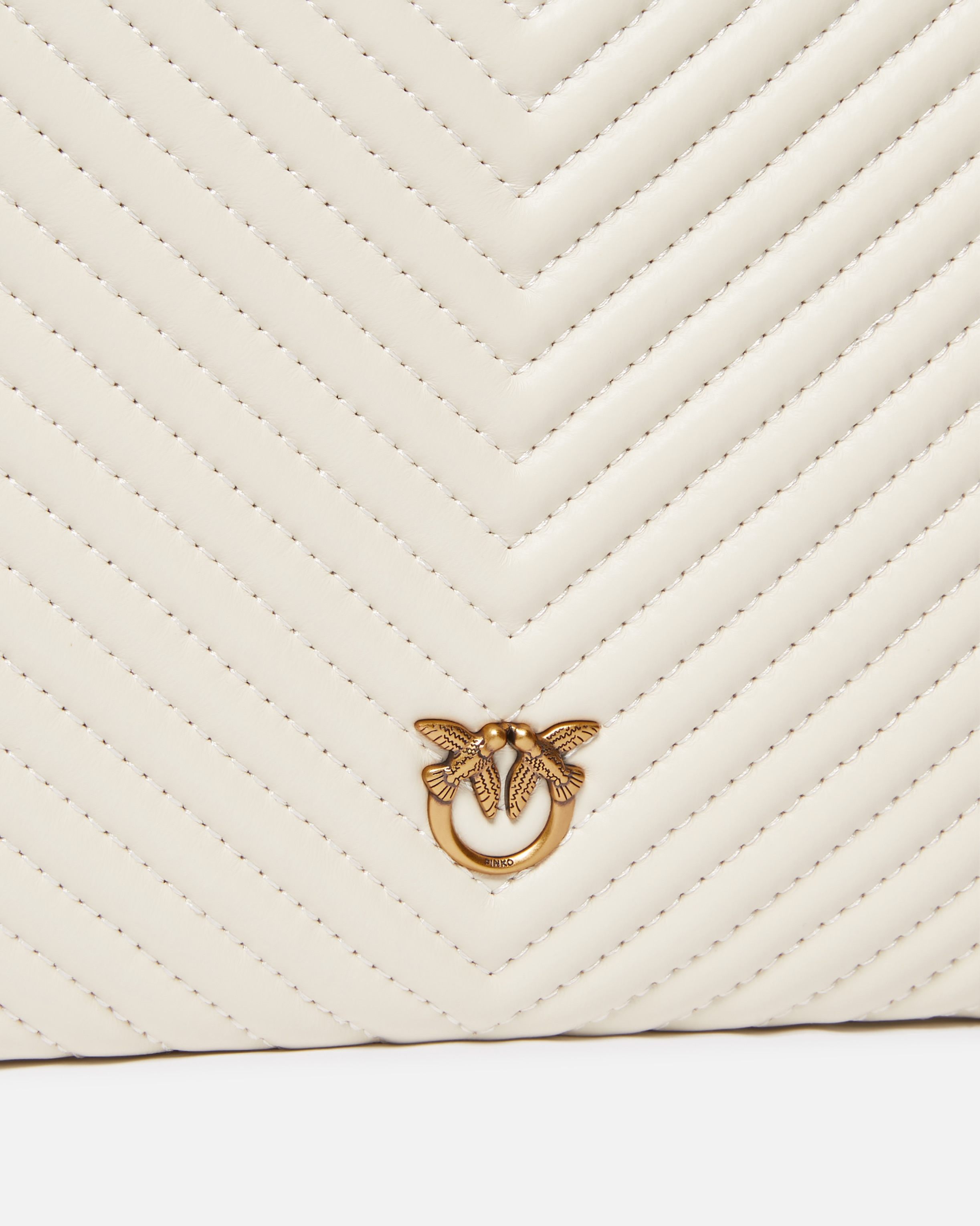 Pinko Small Quilted Nappa Leather Envelope Bag In White+white-antique Gold