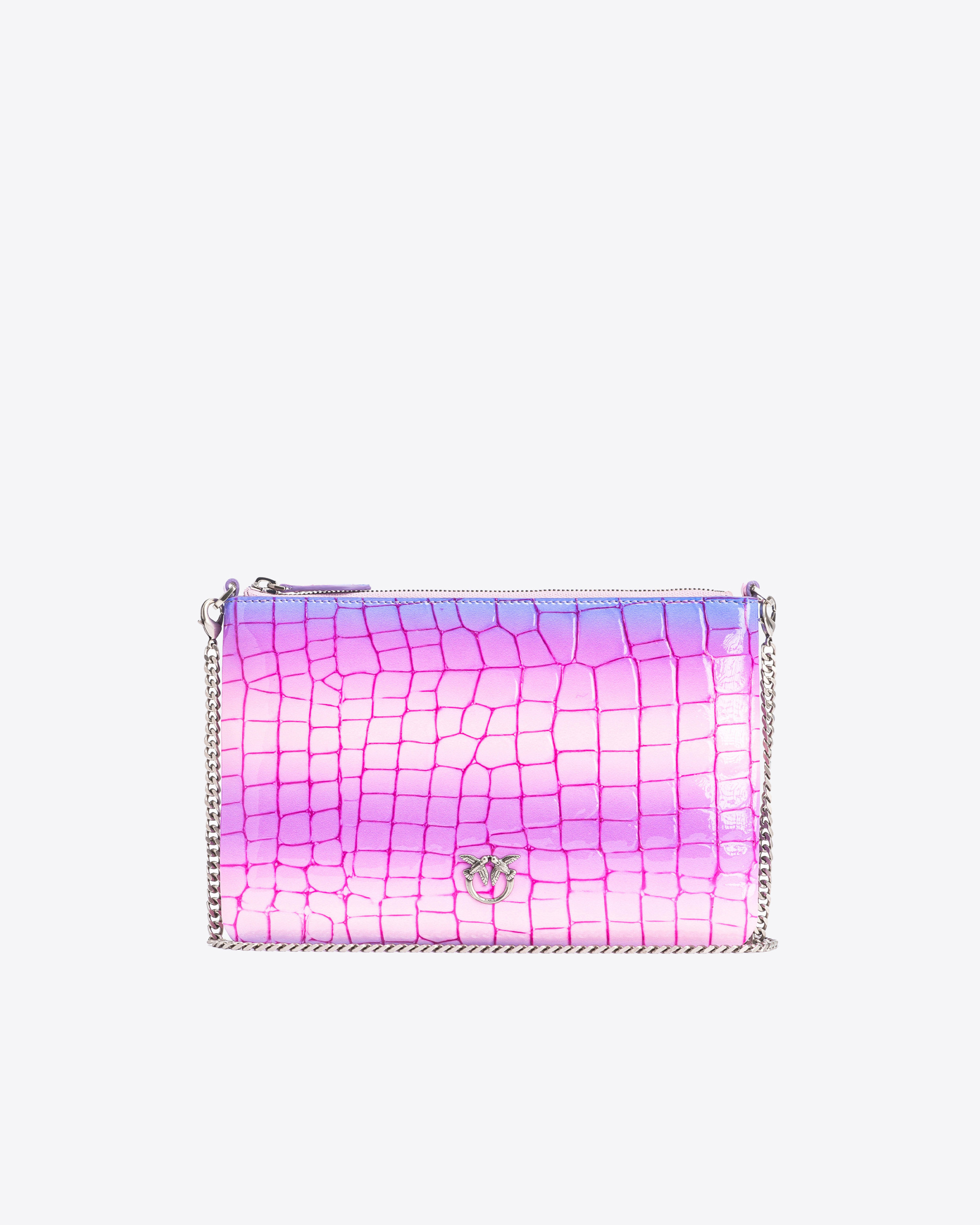 Pinko Classic Flat Love Bag En Croco Dégradé Brillant  Galleria In Purple