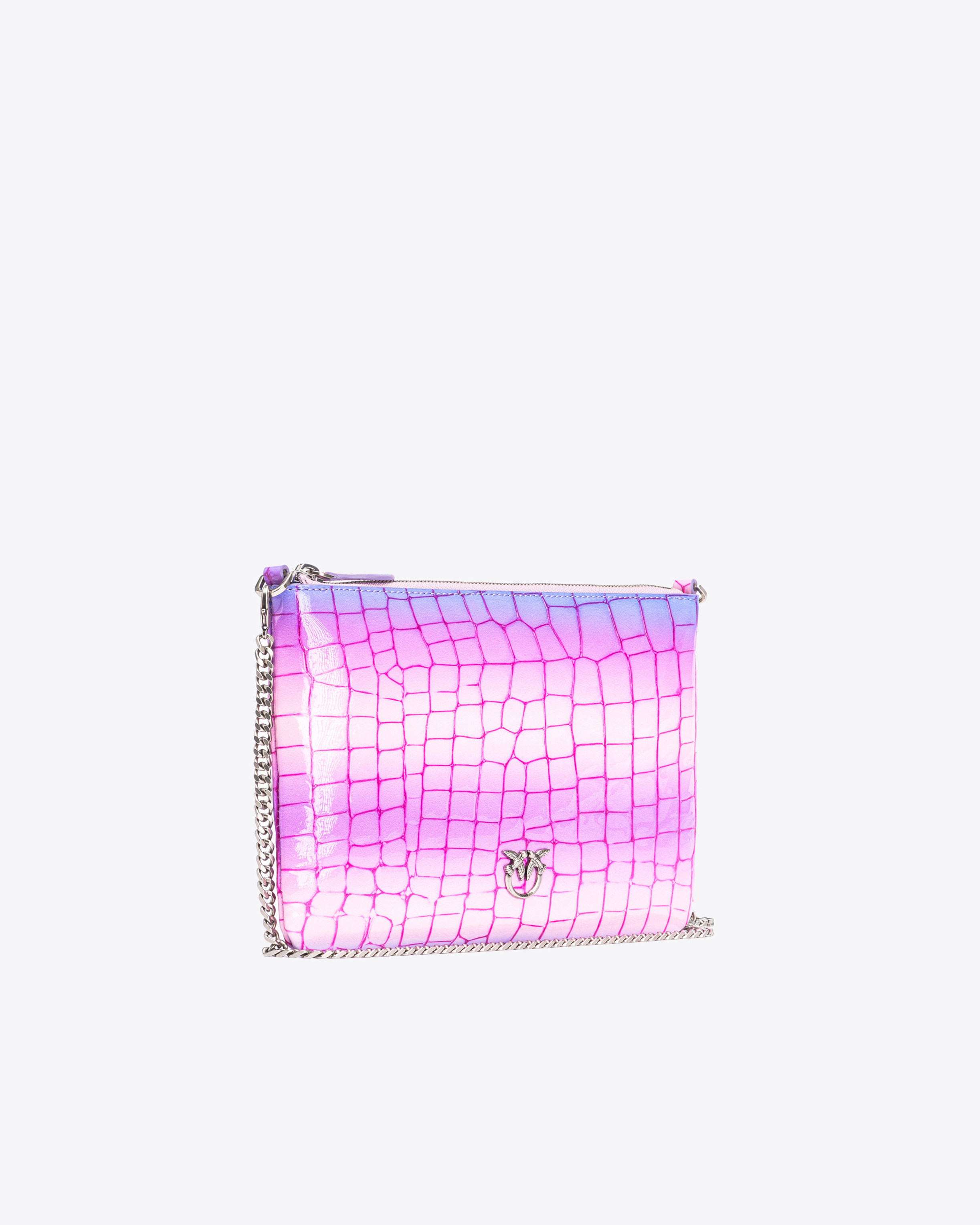 Pinko Classic Flat Love Bag Cocco Lucido Sfumato  Galleria In Pink/purple-old Silver