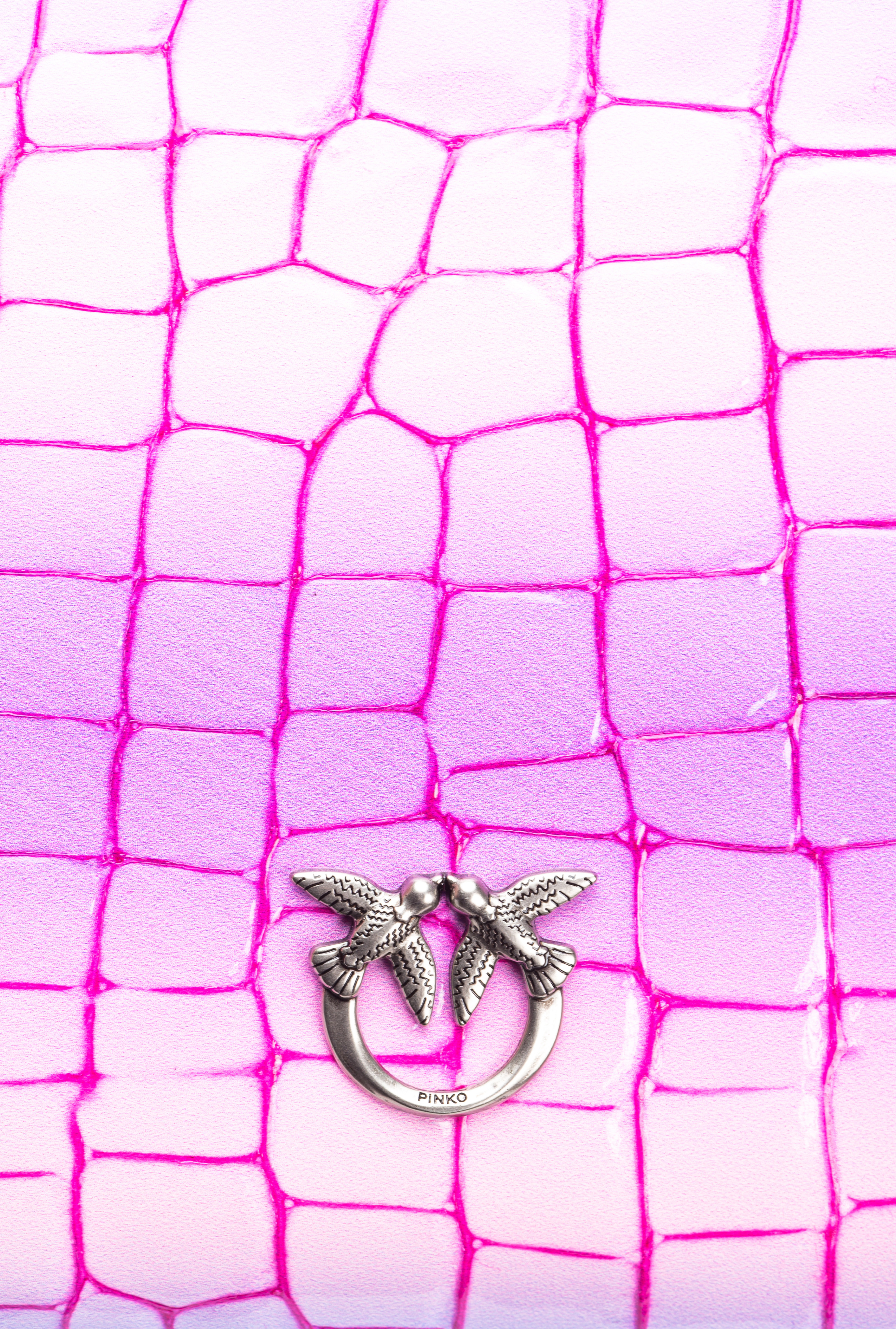 Pinko Classic Flat Love Bag Cocco Lucido Sfumato  Galleria In Pink/purple-old Silver