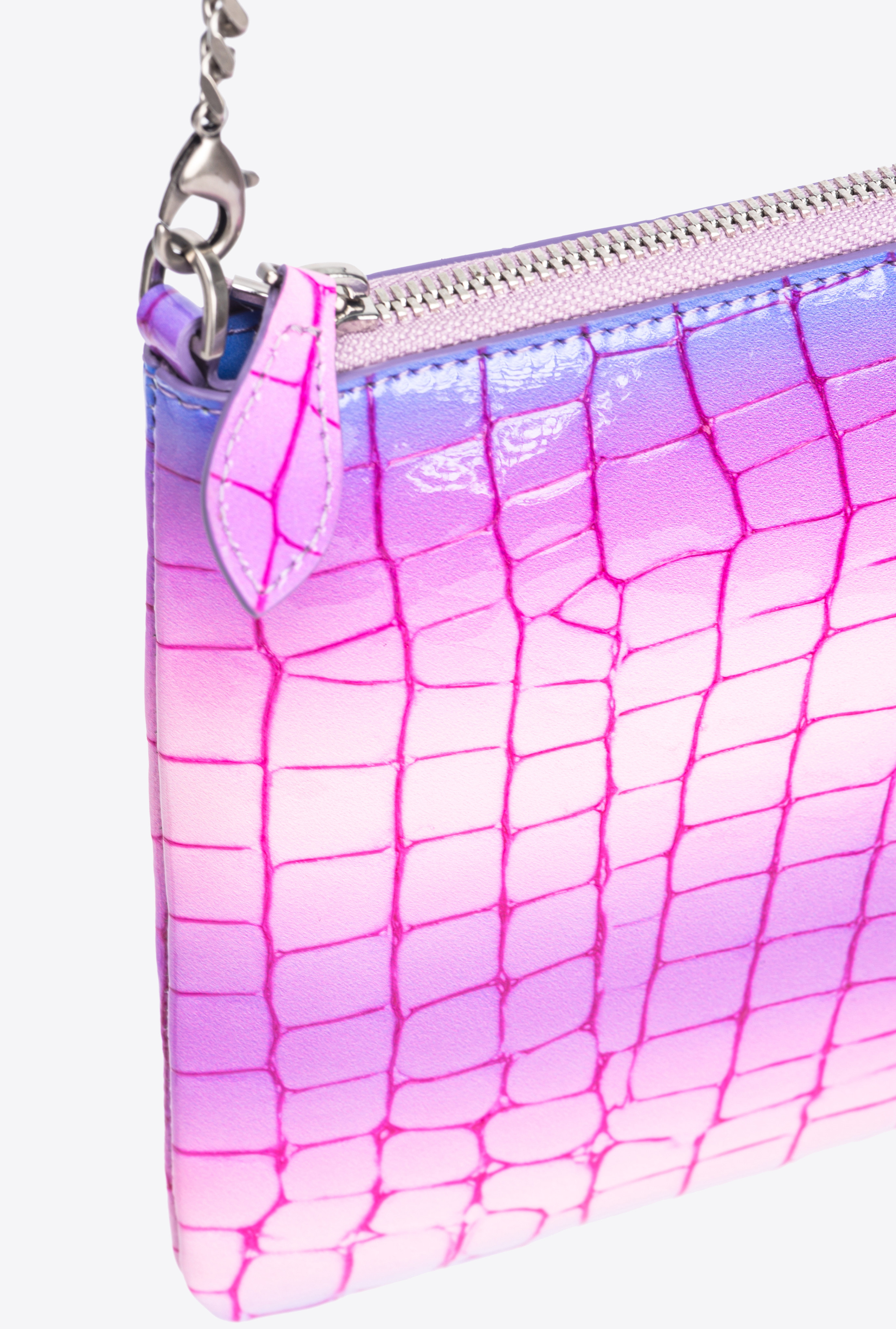 Pinko Classic Flat Love Bag Cocco Lucido Sfumato  Galleria In Pink/purple-old Silver