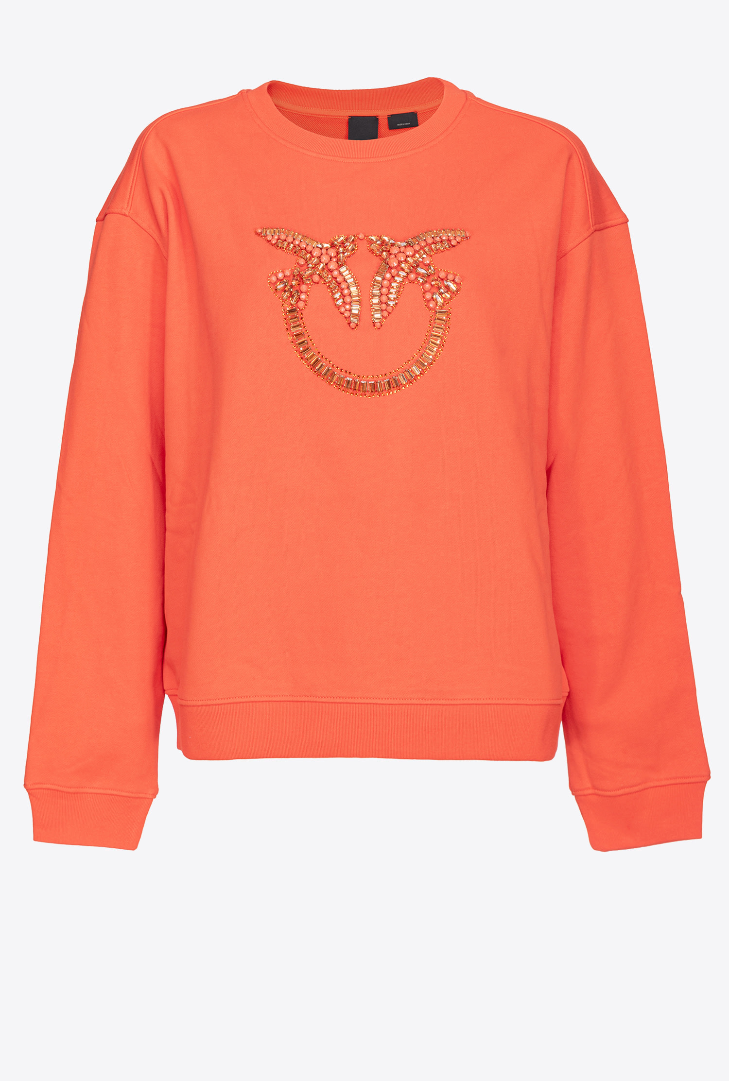 Sweatshirt with Love Birds embroidery - Surimi orange