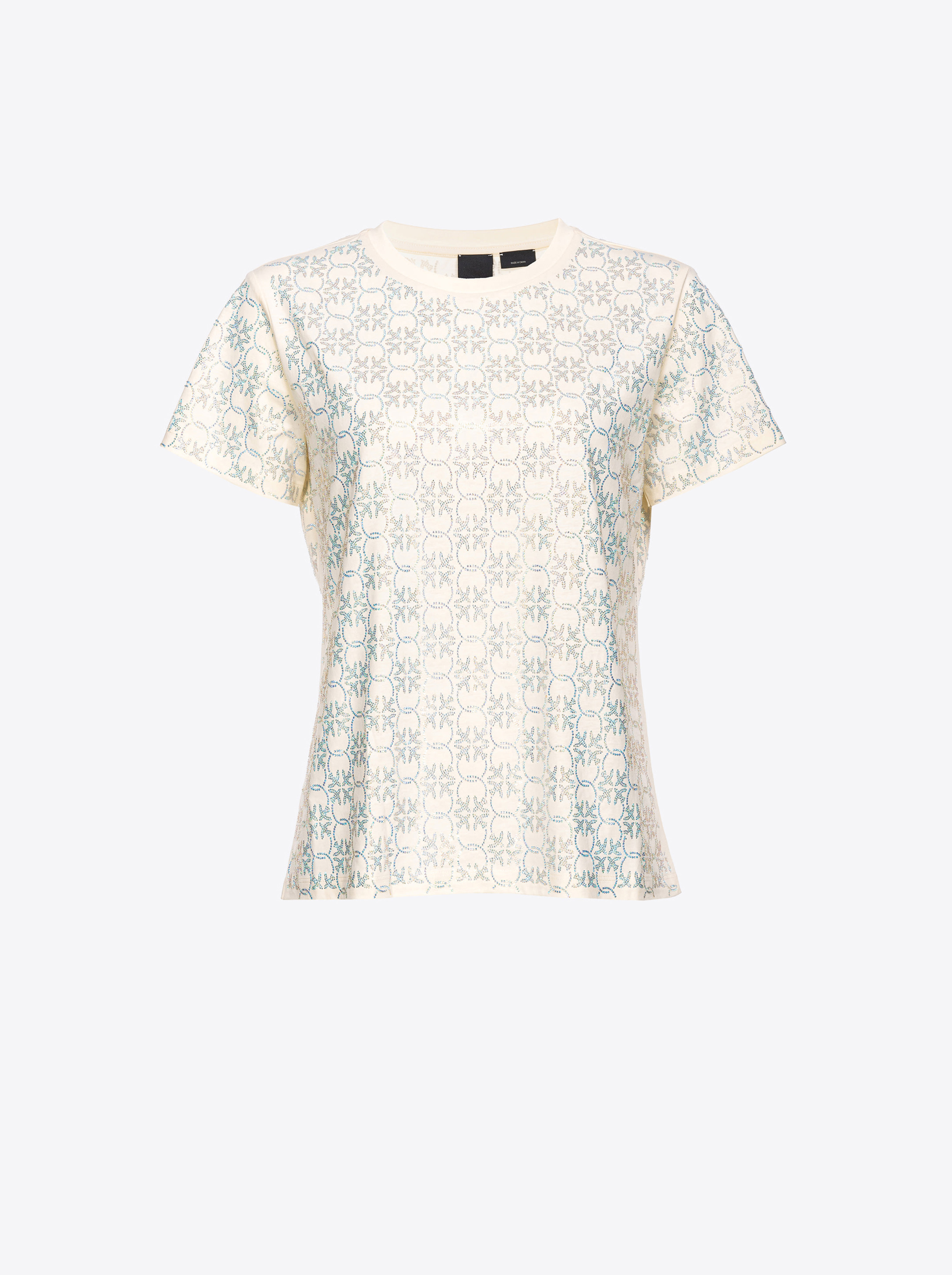 Pinko T-Shirt Strass Love Birds Monogram