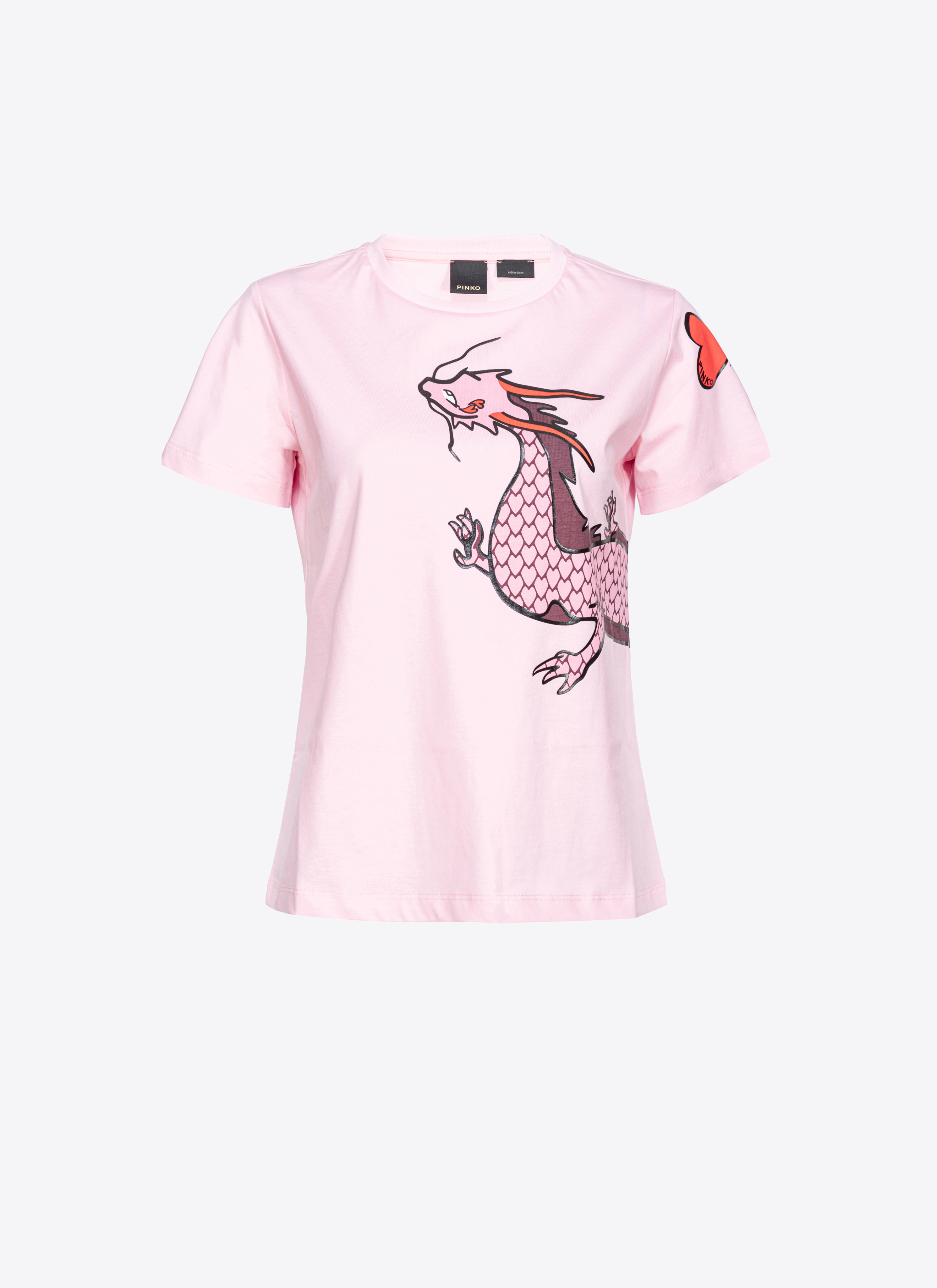 Pinko T-Shirt Drachenprint mit Stickerei