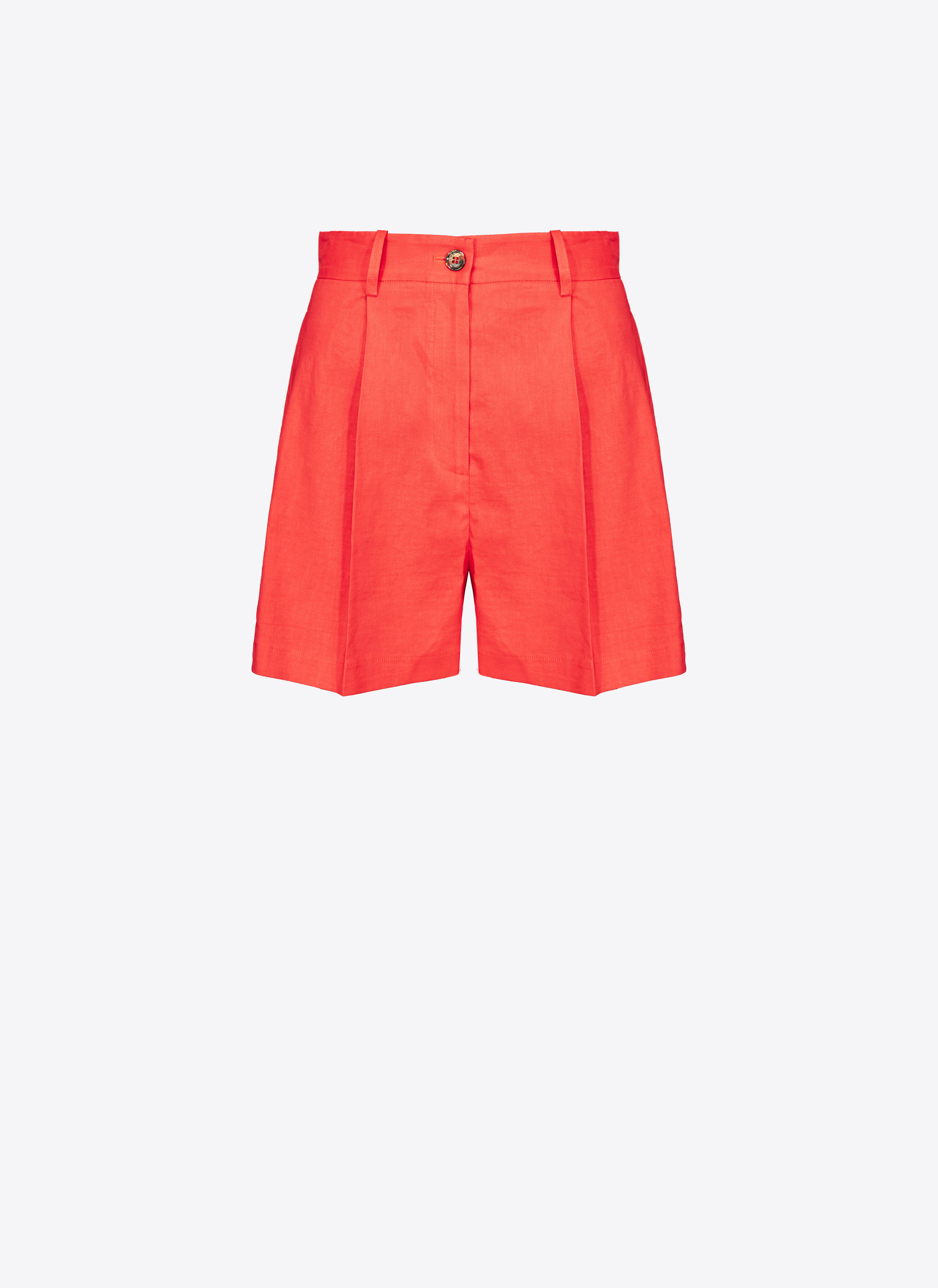 Pinko Tailored Linen Shorts In Formula1 Red