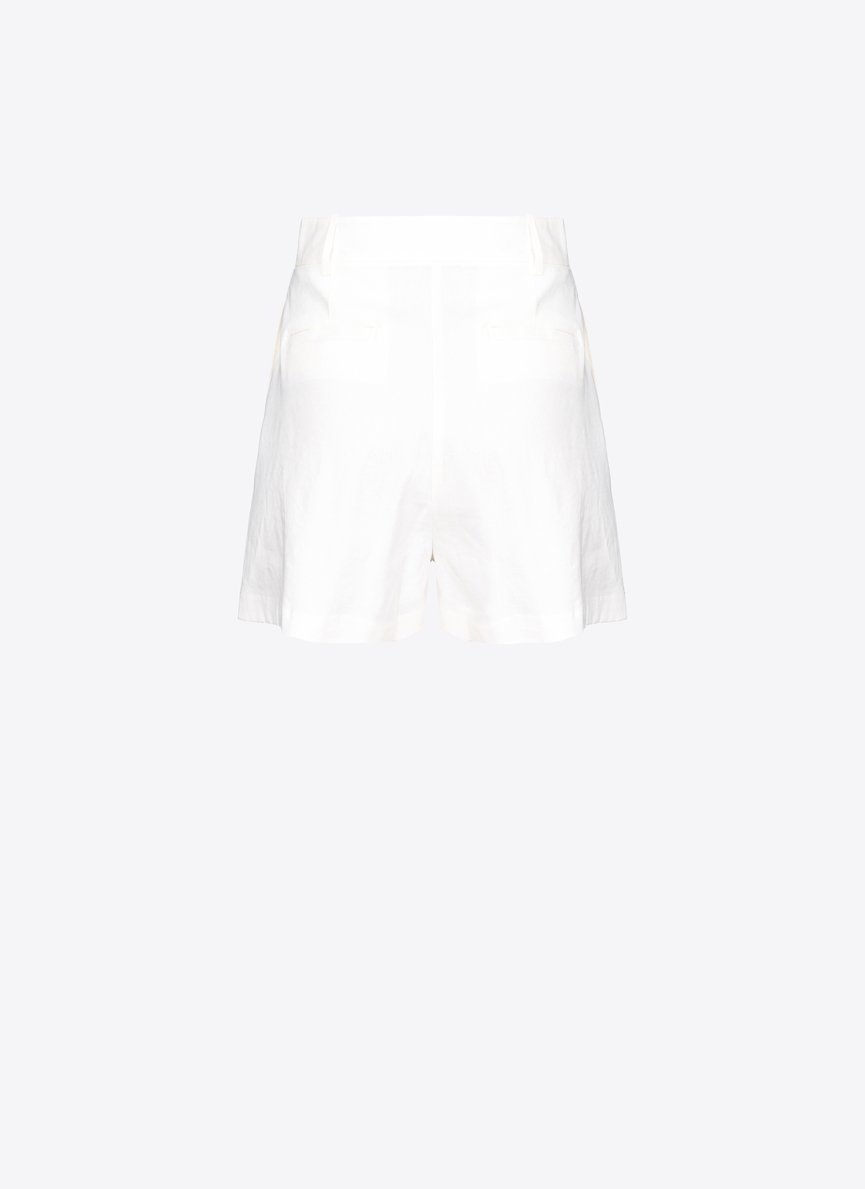 Shop Pinko Tailored Linen Shorts In Blanc Soie