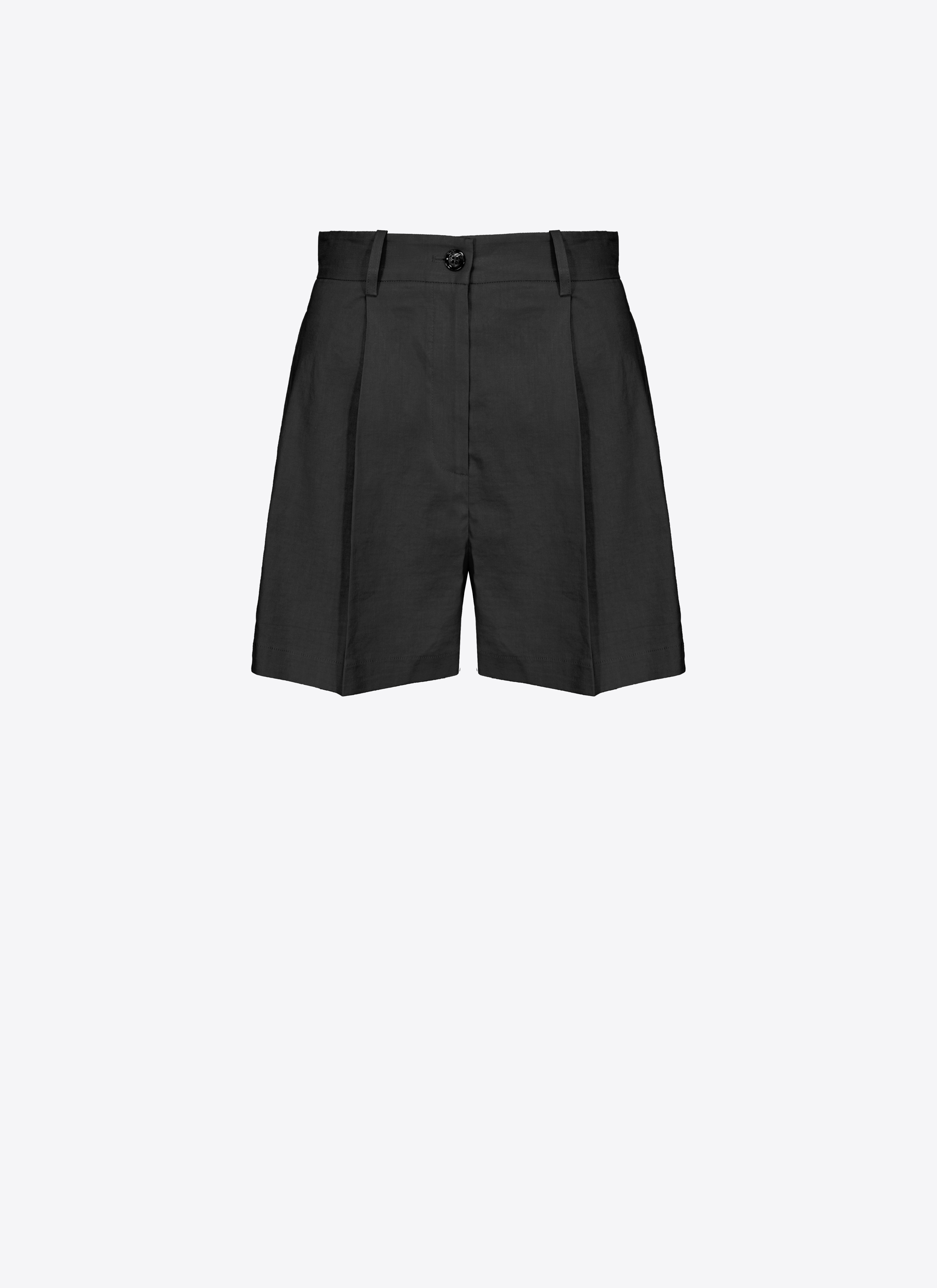 Pinko Tailored Linen Shorts In Limo Black