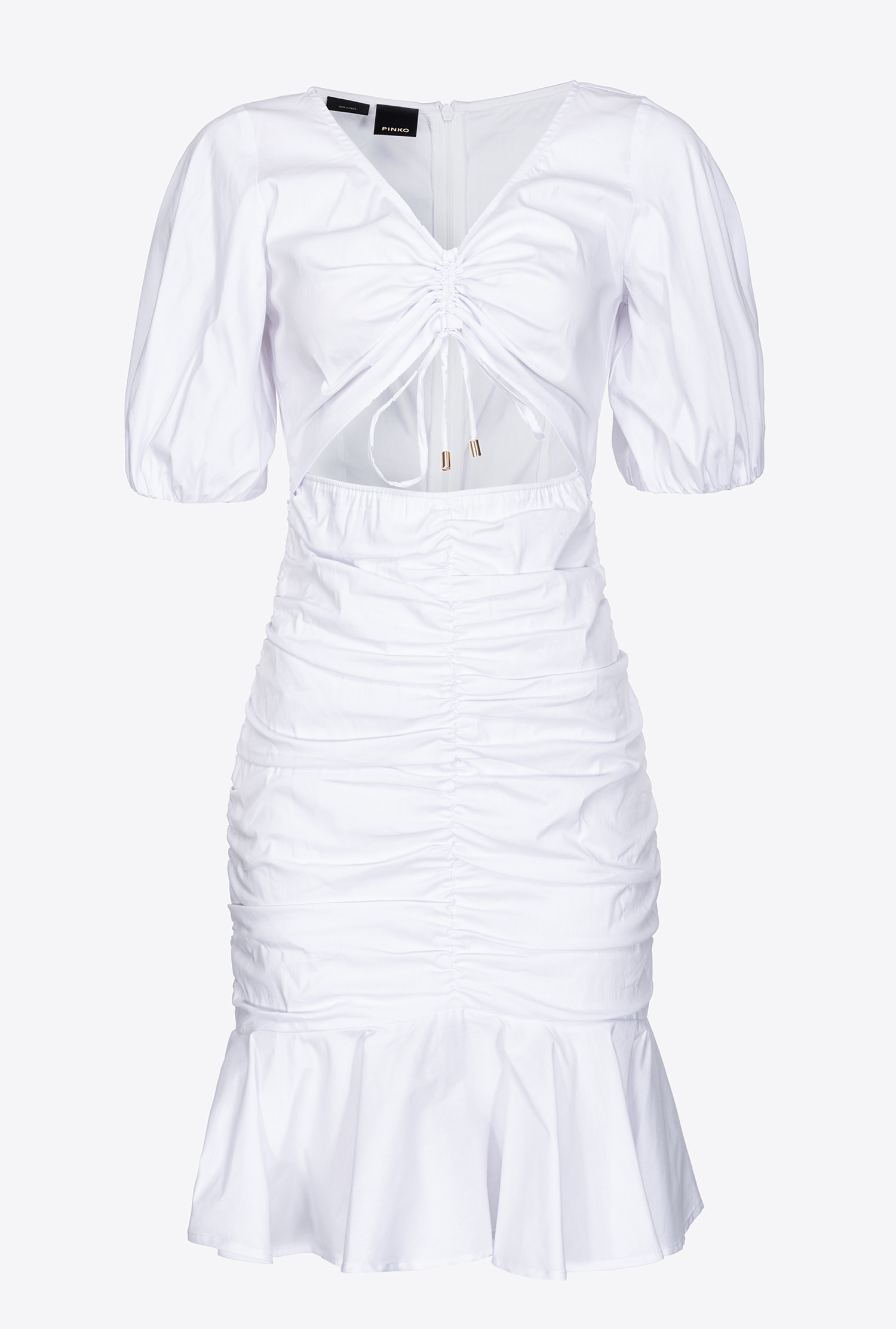 Short poplin dress - Bright white