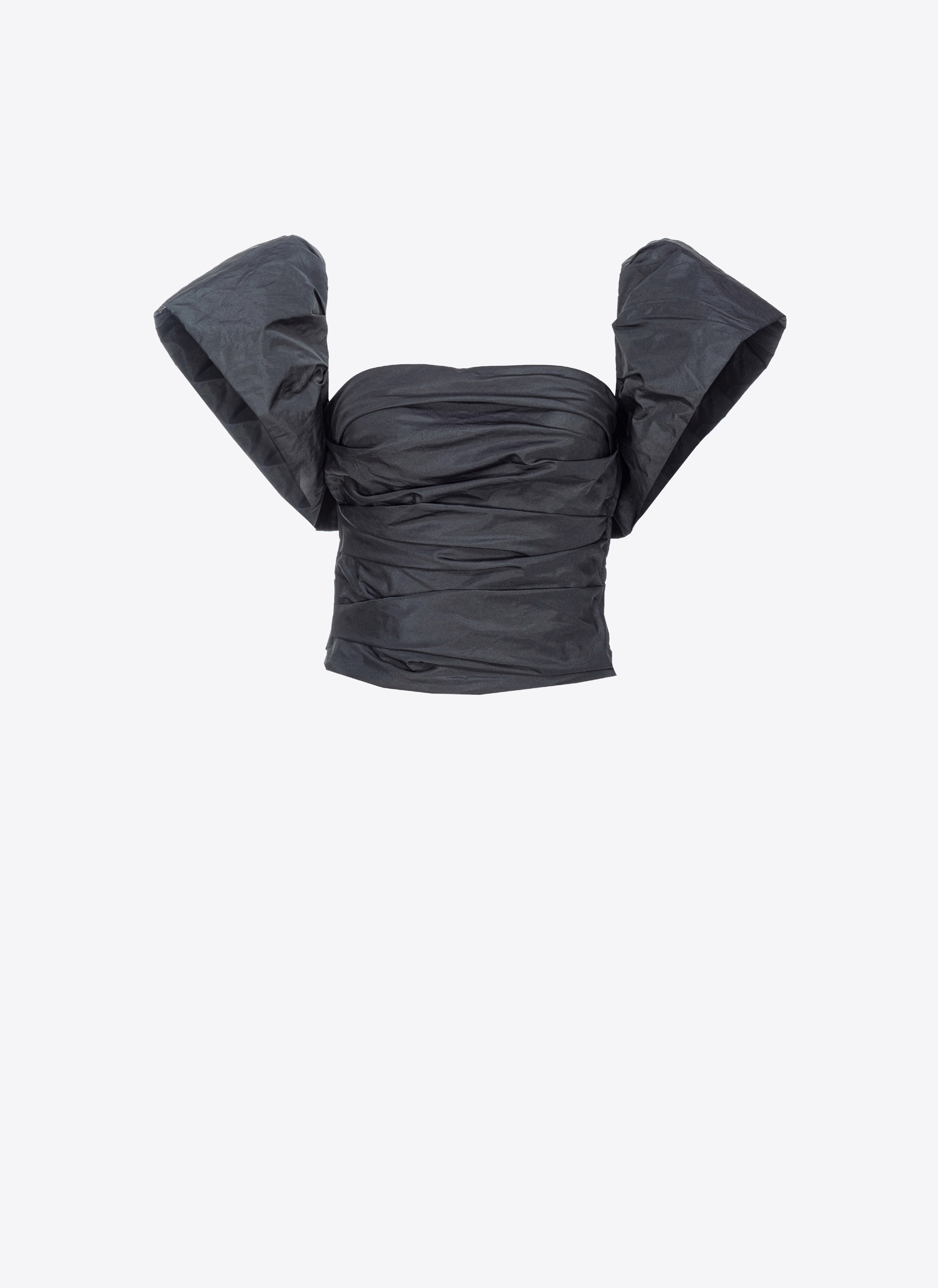 Pinko, Top corto in taffetà, Nero limousine, 38