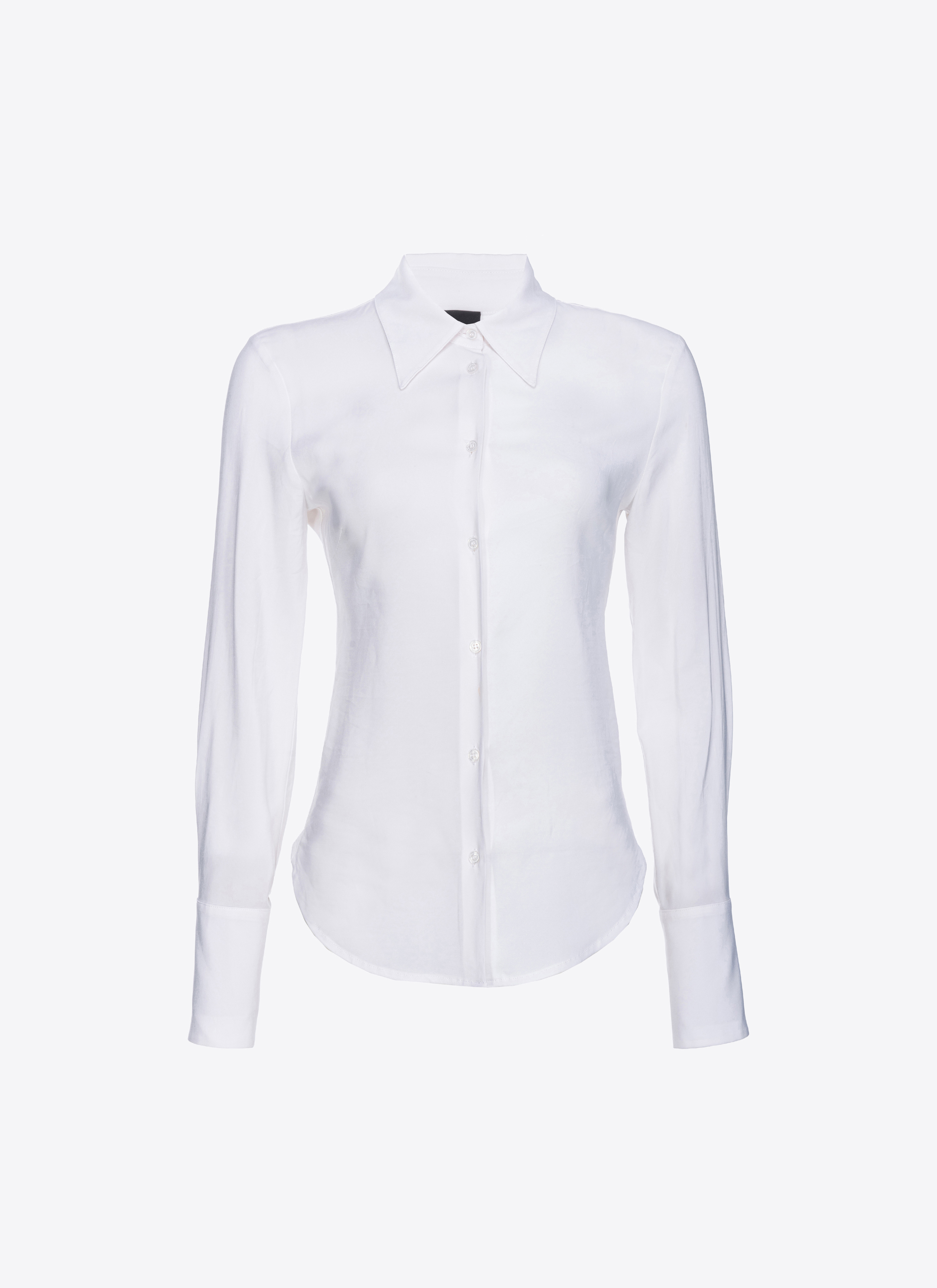 Pinko Stretch Georgette Shirt In Blanc Brill.