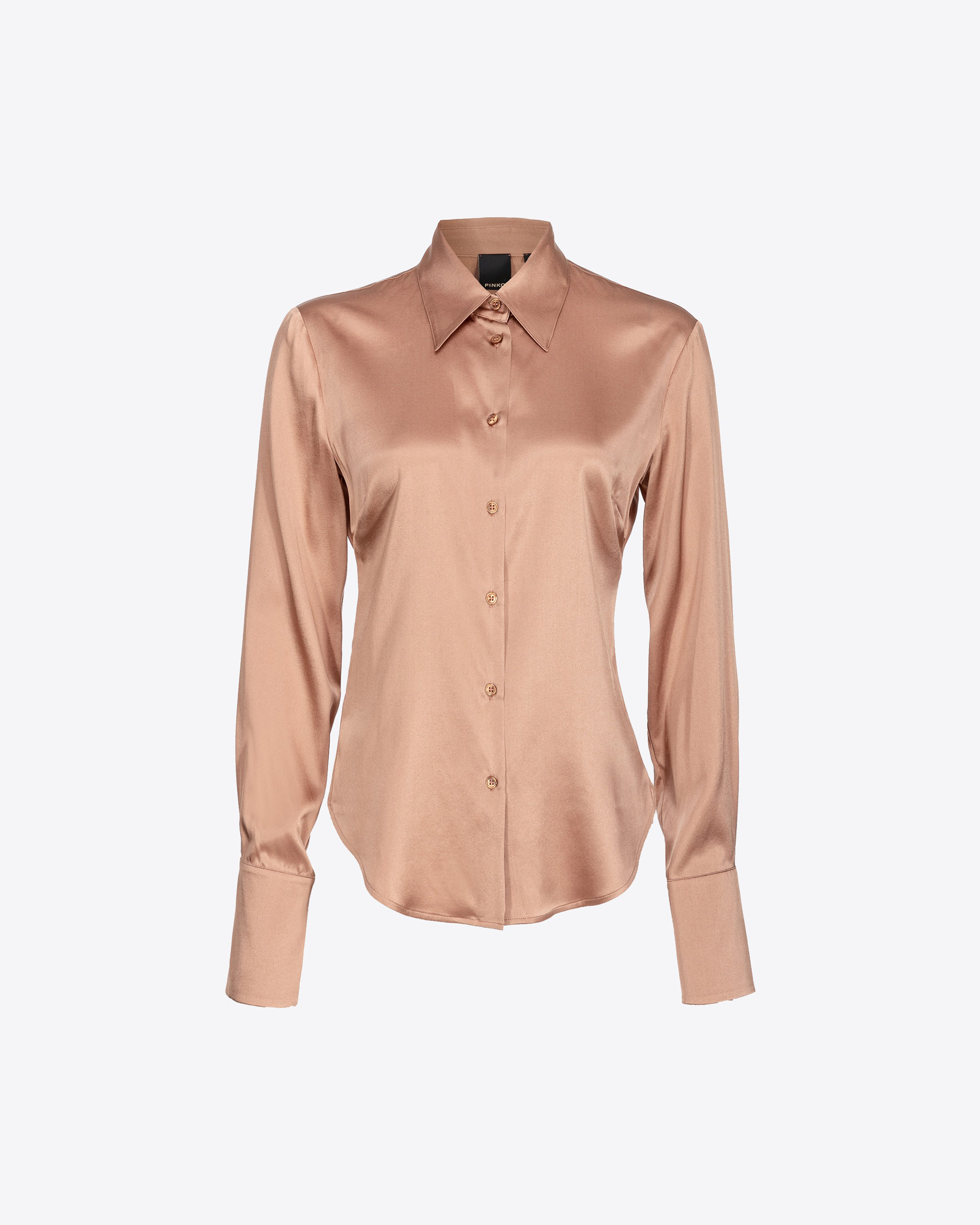 Shop Pinko Silk Satin Shirt In Café Au Lait Fonc.