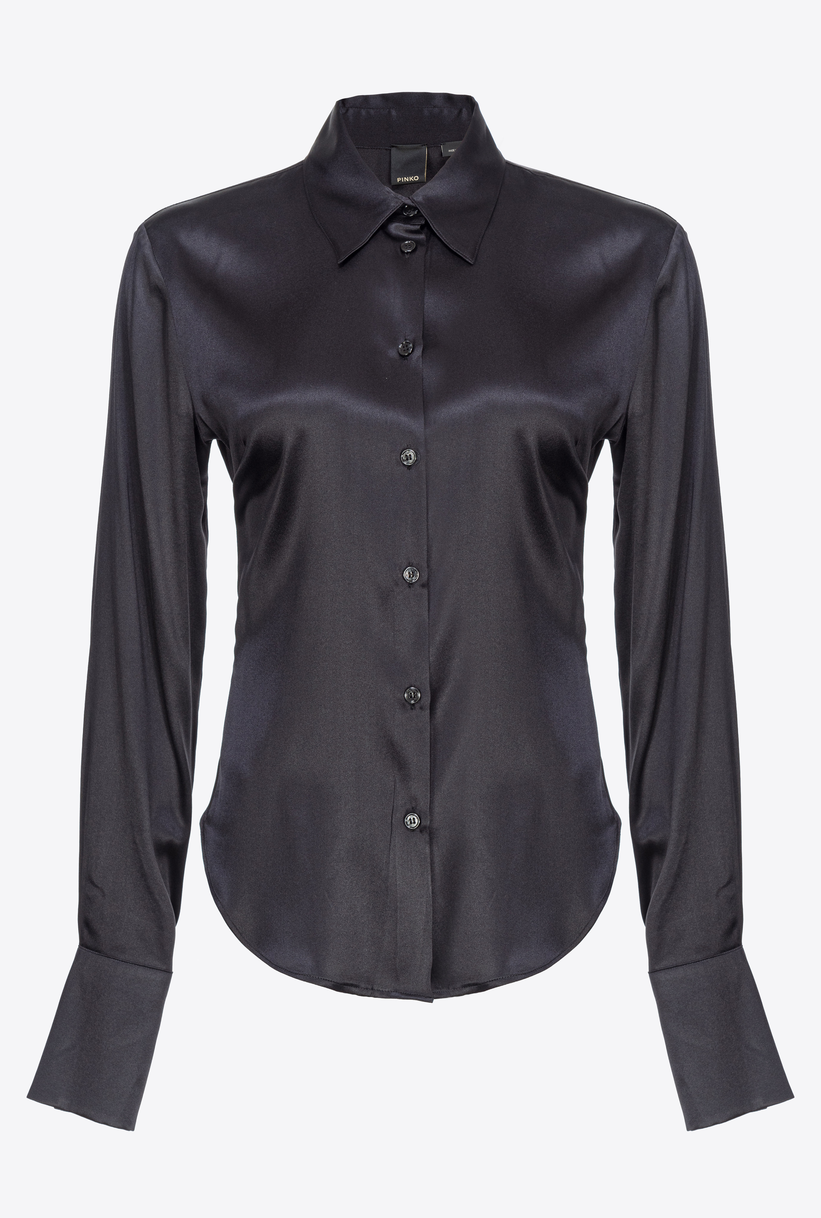 Shop Pinko Silk Satin Shirt In Noir Limousine