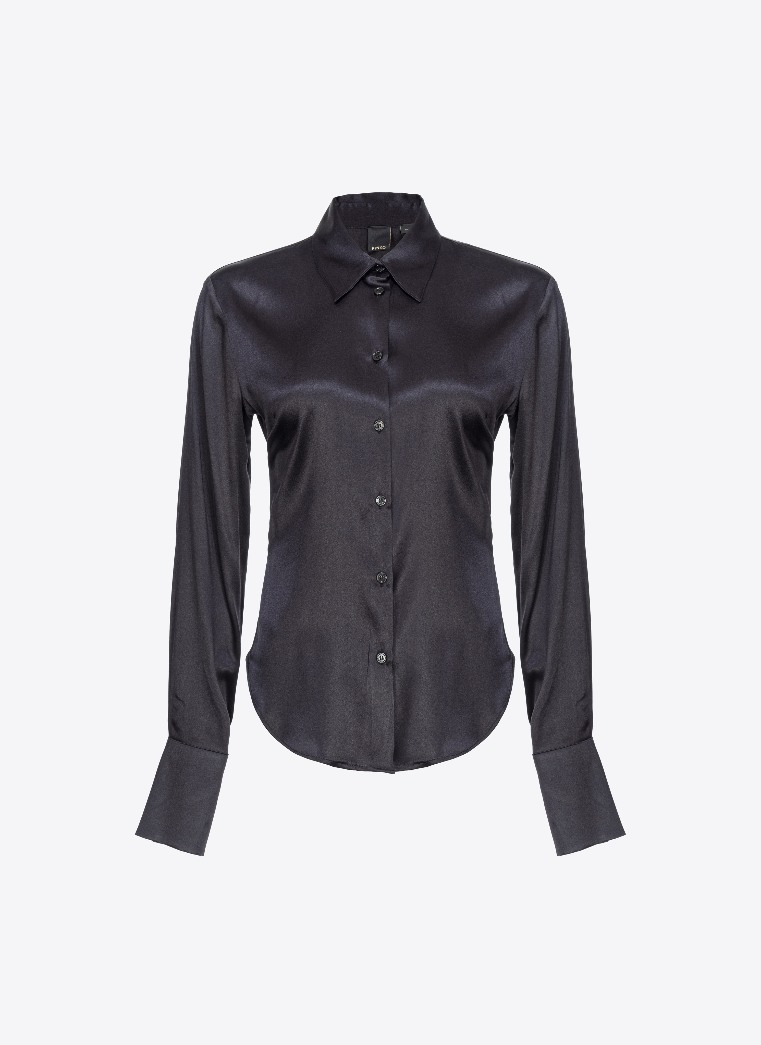 Shop Pinko Silk Satin Shirt In Noir Limousine