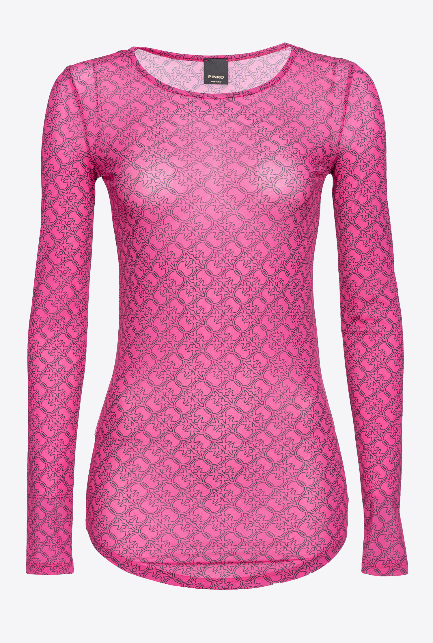 Long-sleeved sweater with logo - Fuchsia/black