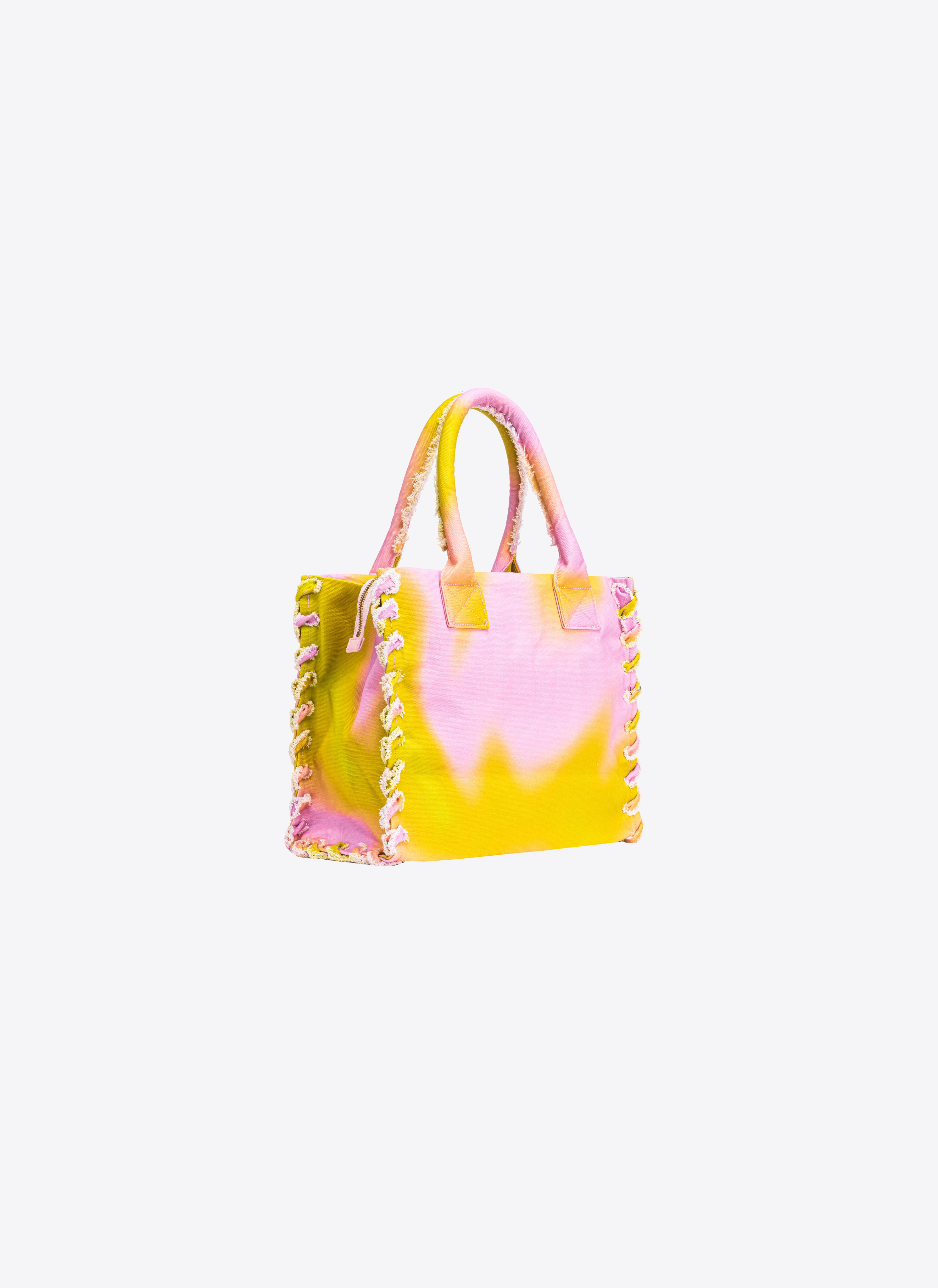 Shop Pinko Beach Shopper Bag In Lime/rosa