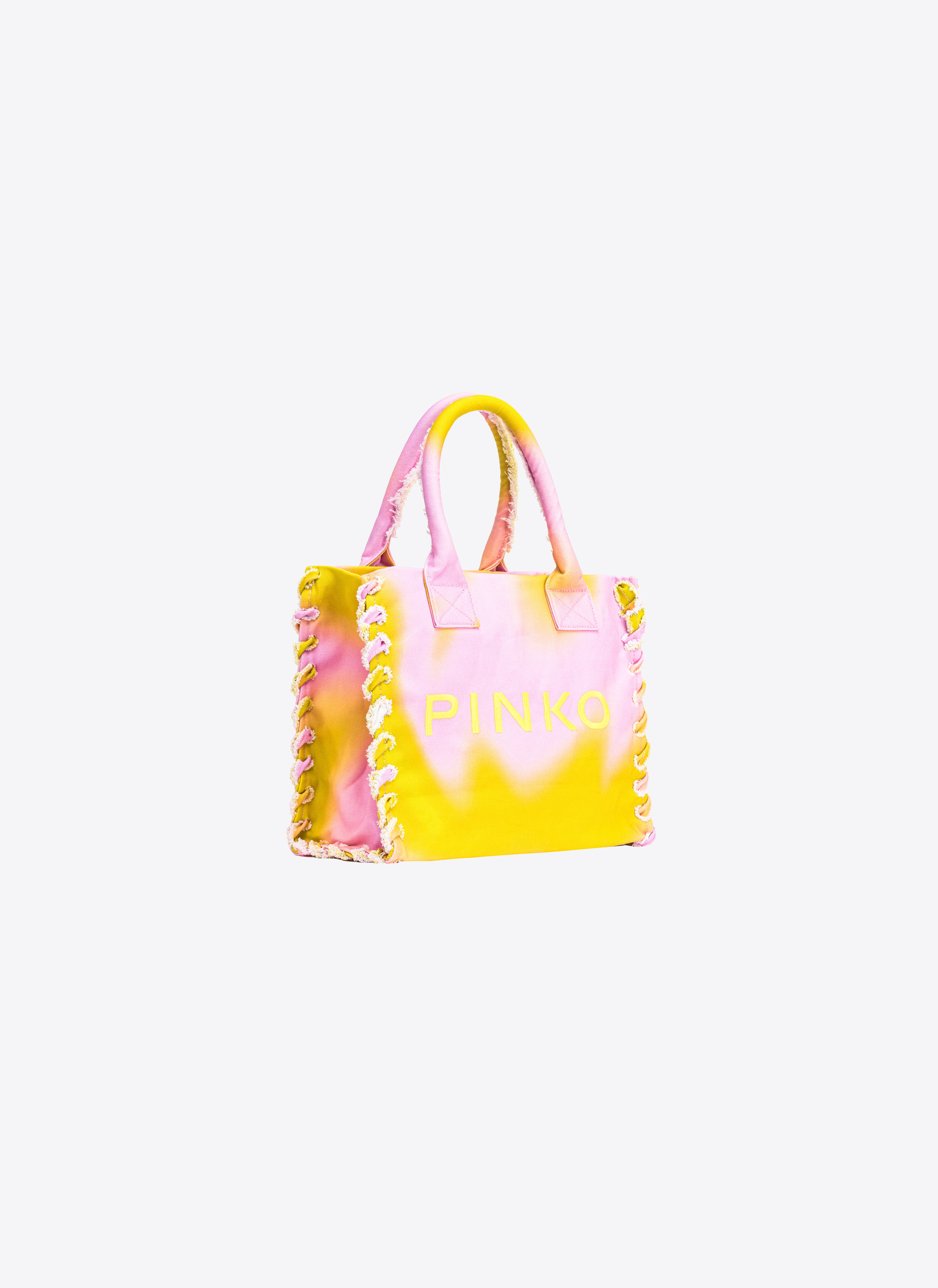 Shop Pinko Beach Shopper Bag In Lime/rosa