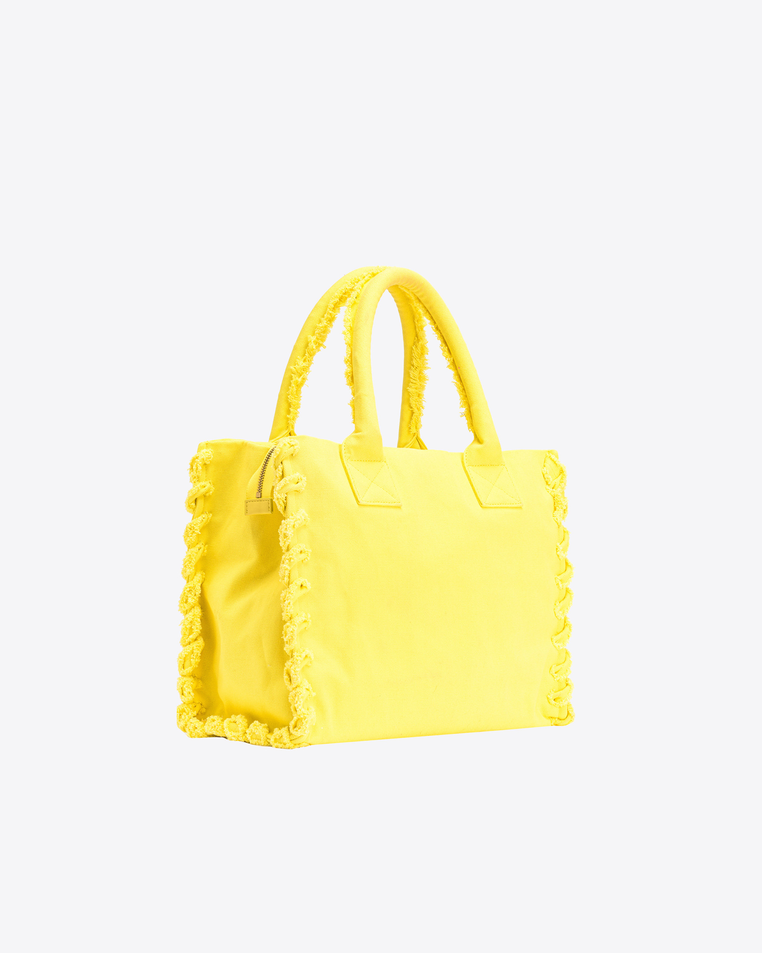 Shop Pinko Beach Shopper In Canvas Riciclato In Sun Yellow-antique Gold