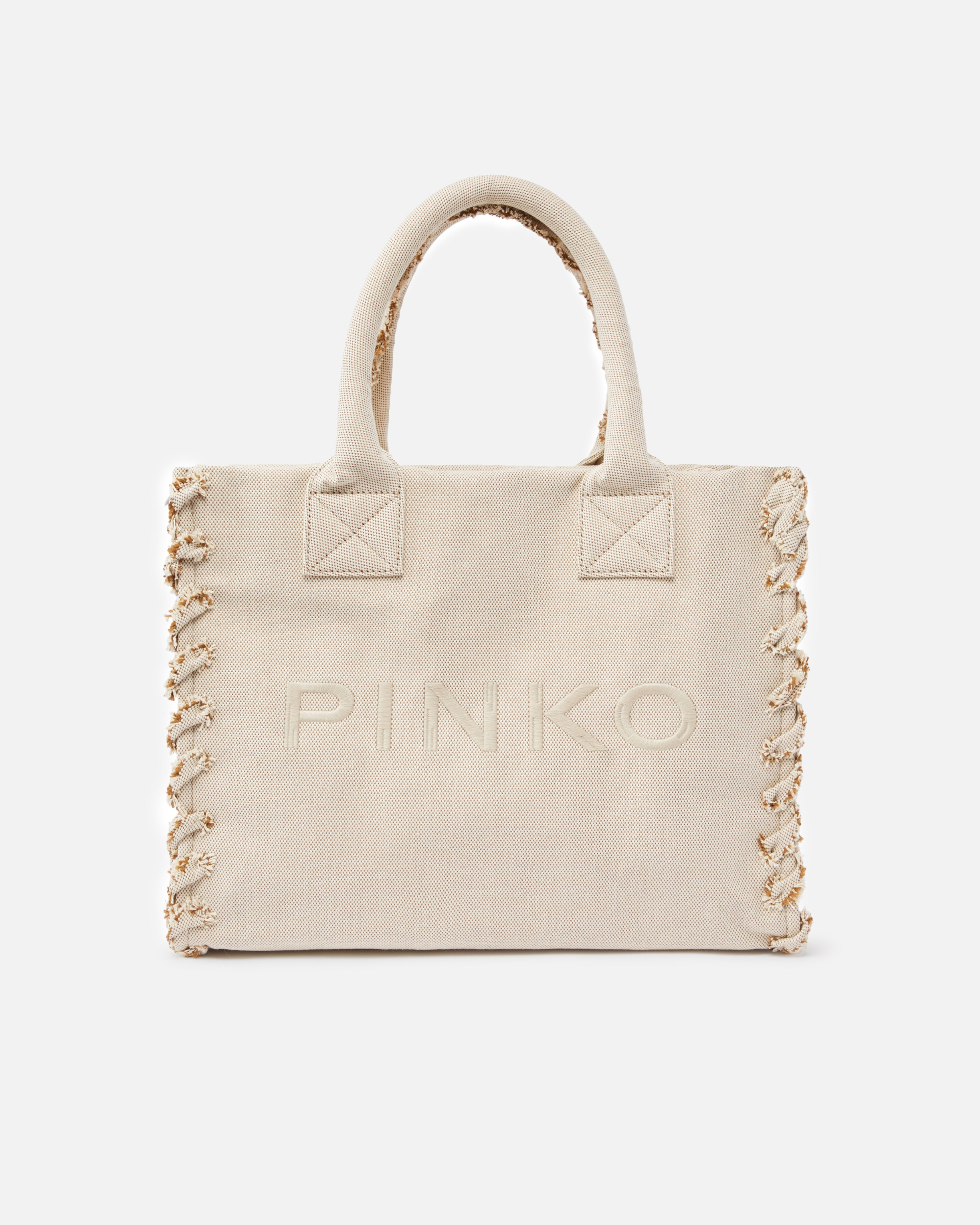 Pinko Beach Shopper aus recyceltem Salz- und Pfeffer-Segeltuch