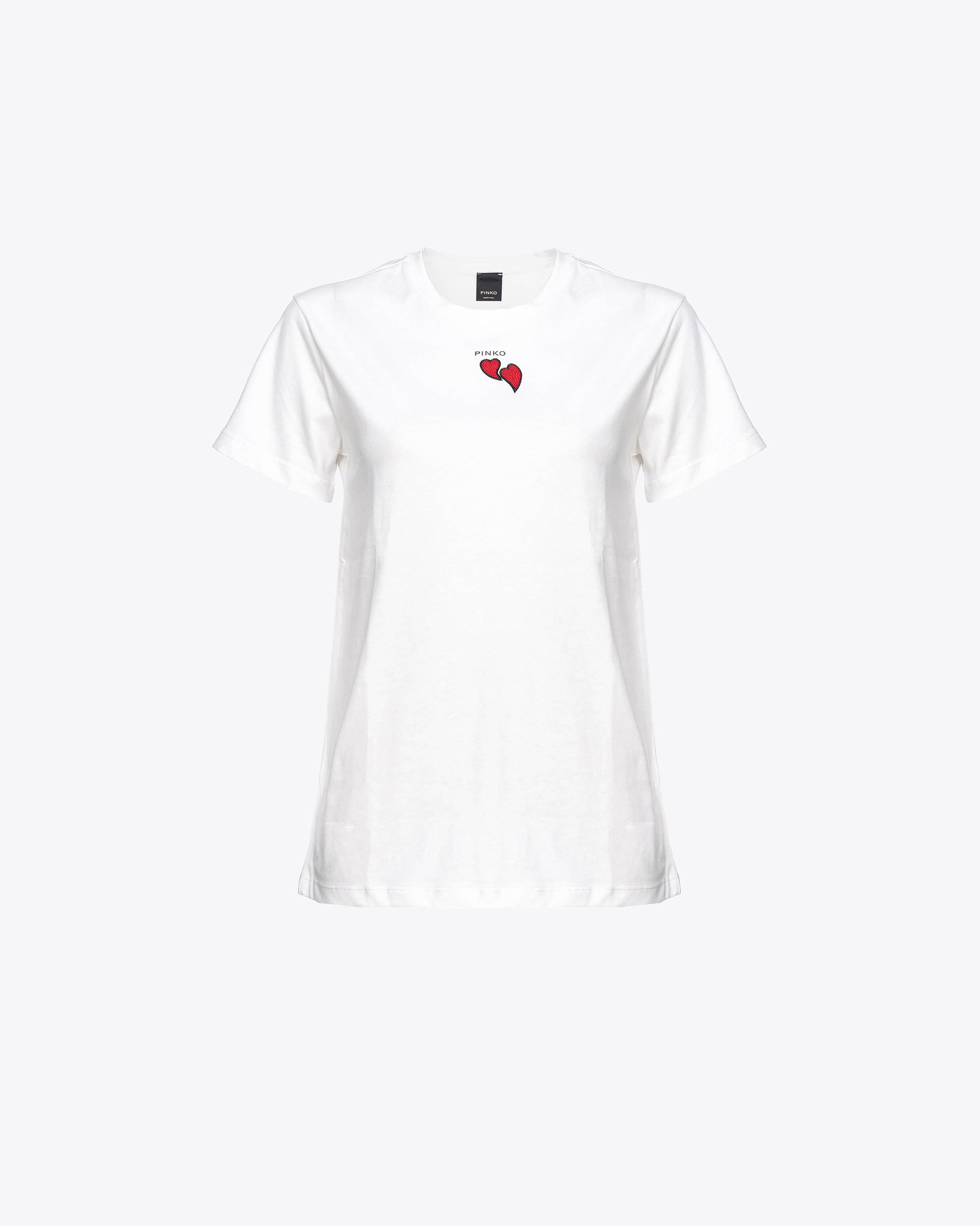 Shop Pinko T-shirt With Heart Embroidery In Silk White