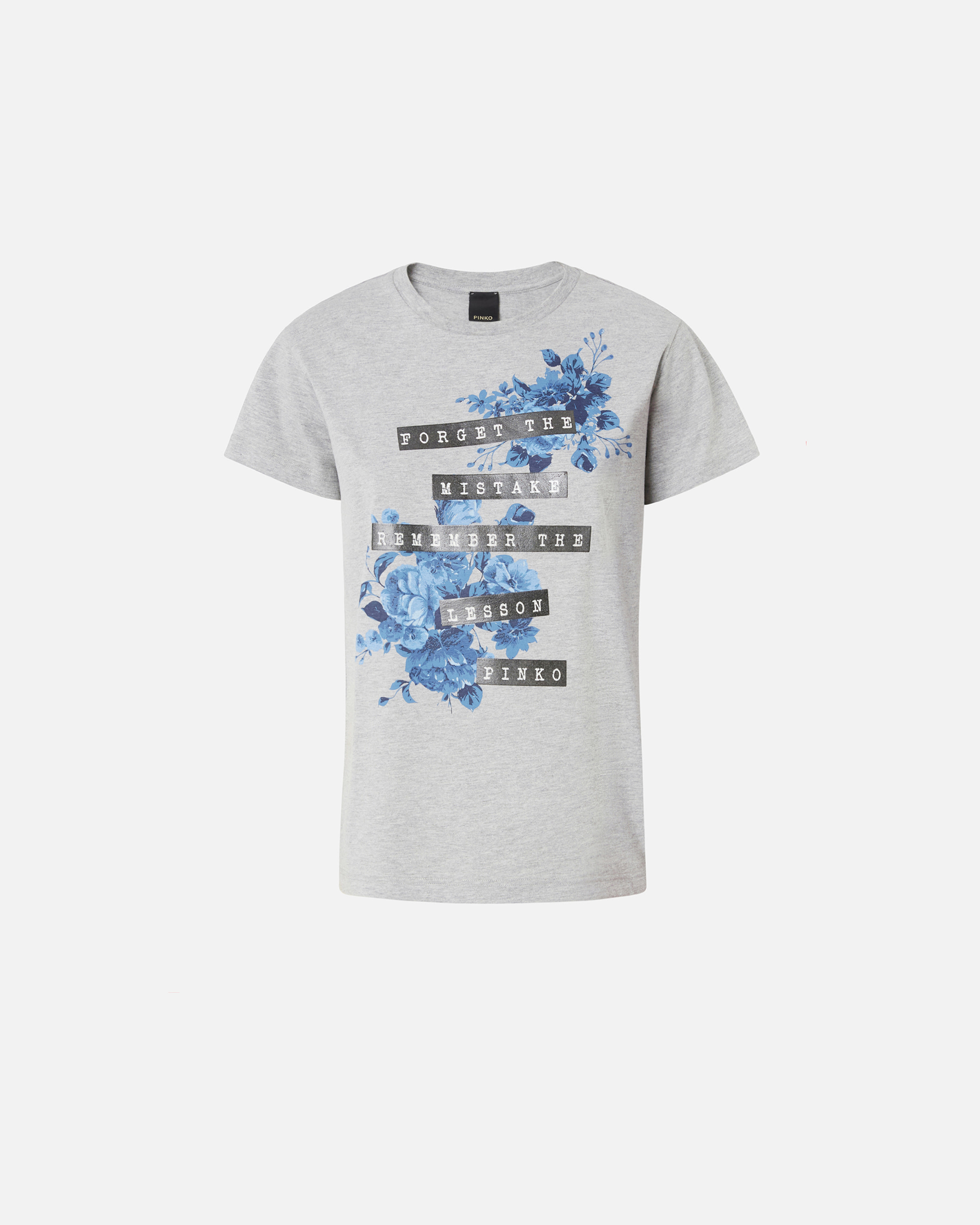 Pinko Kurzärmeliges T-Shirt mit Rosen-Print und Schriftzug