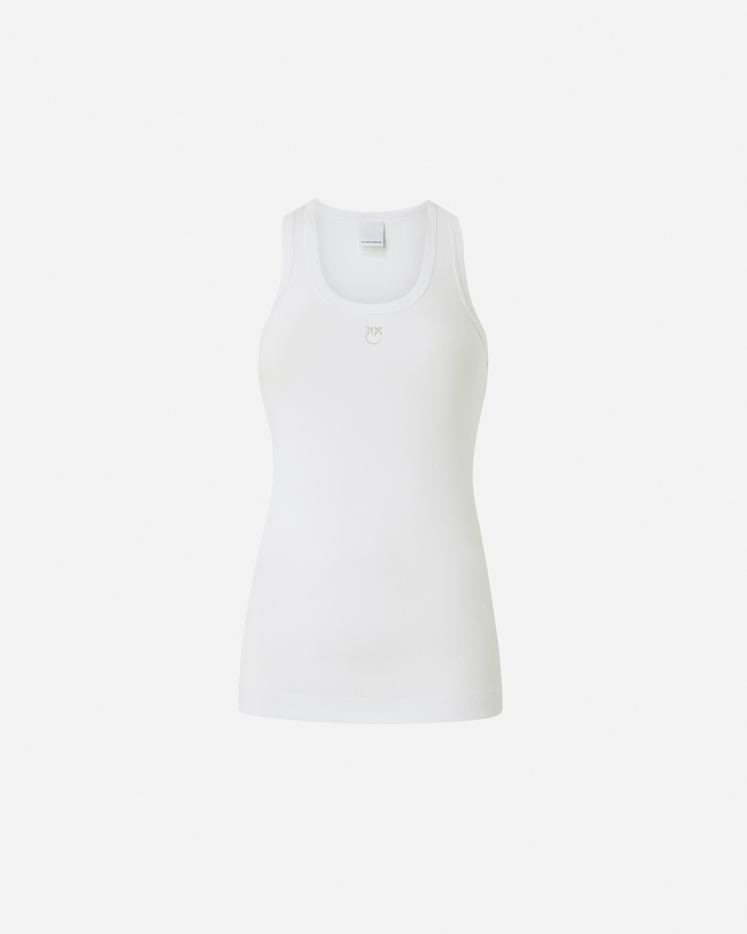 Pinko Logo-embroidered Tank Top In Bright White