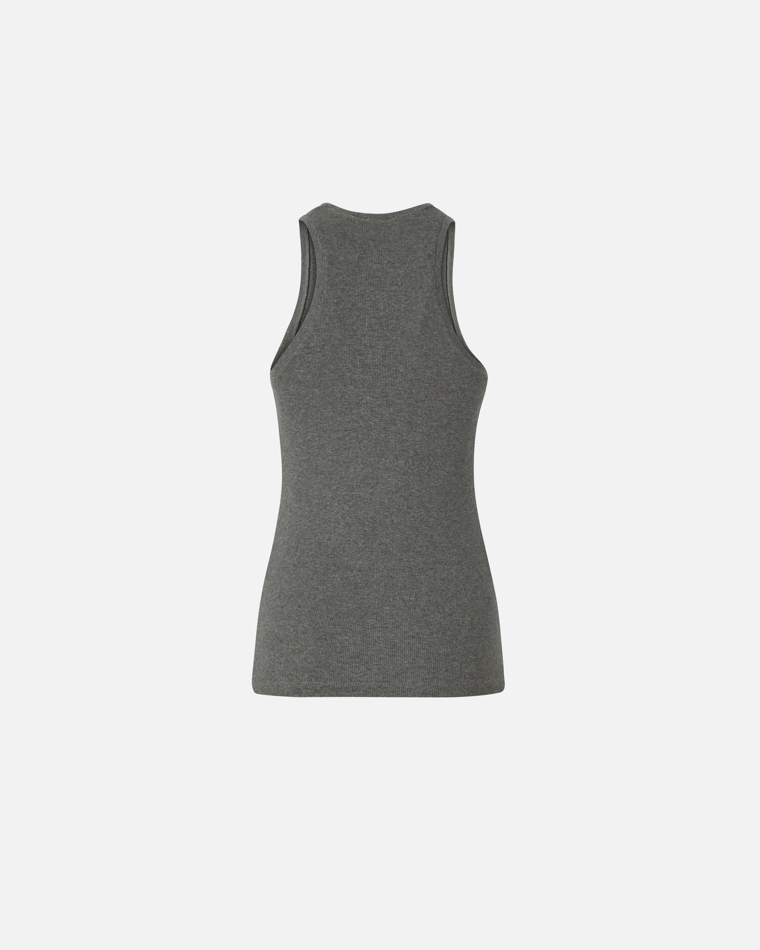 Pinko Ribbed Camisole Top With Logo In Gris Corbeau