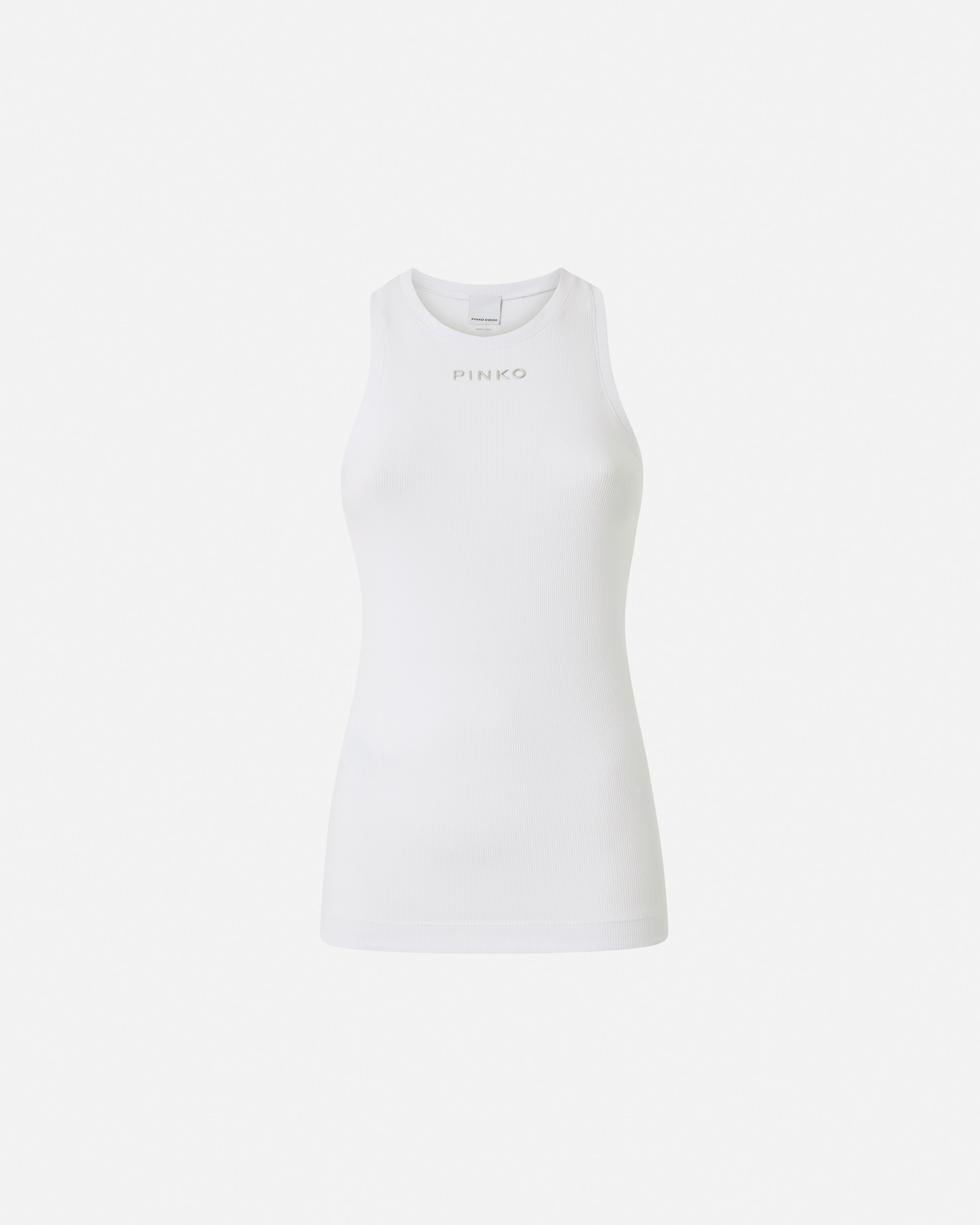 Pinko Ribbed Camisole Top With Logo In Bright White