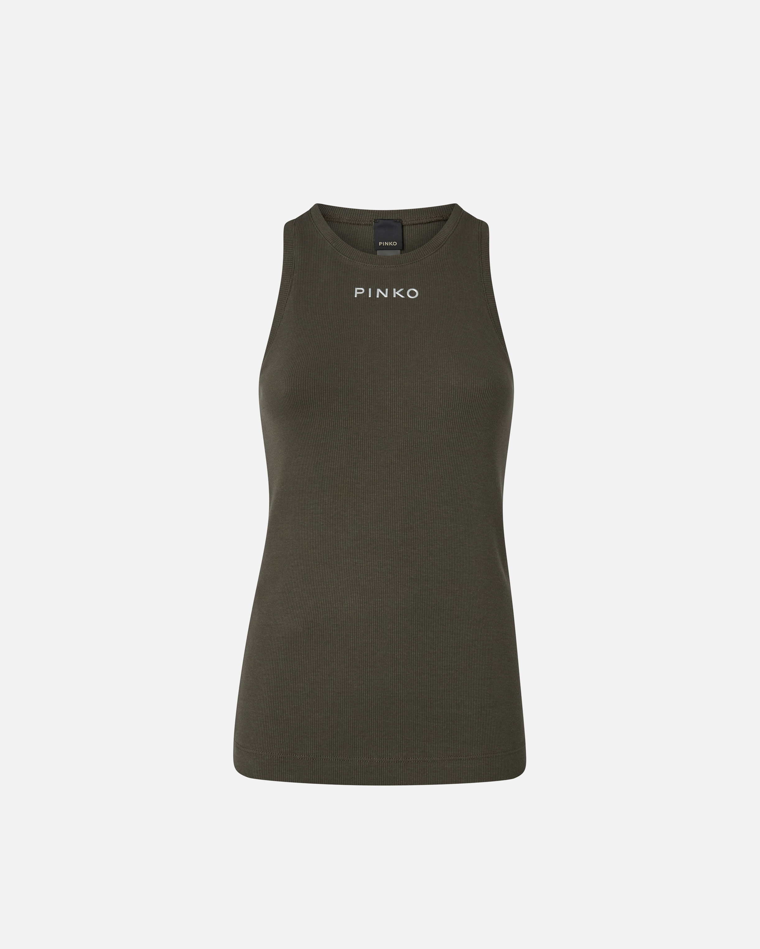 Pinko Ribbed Logo Top In Green